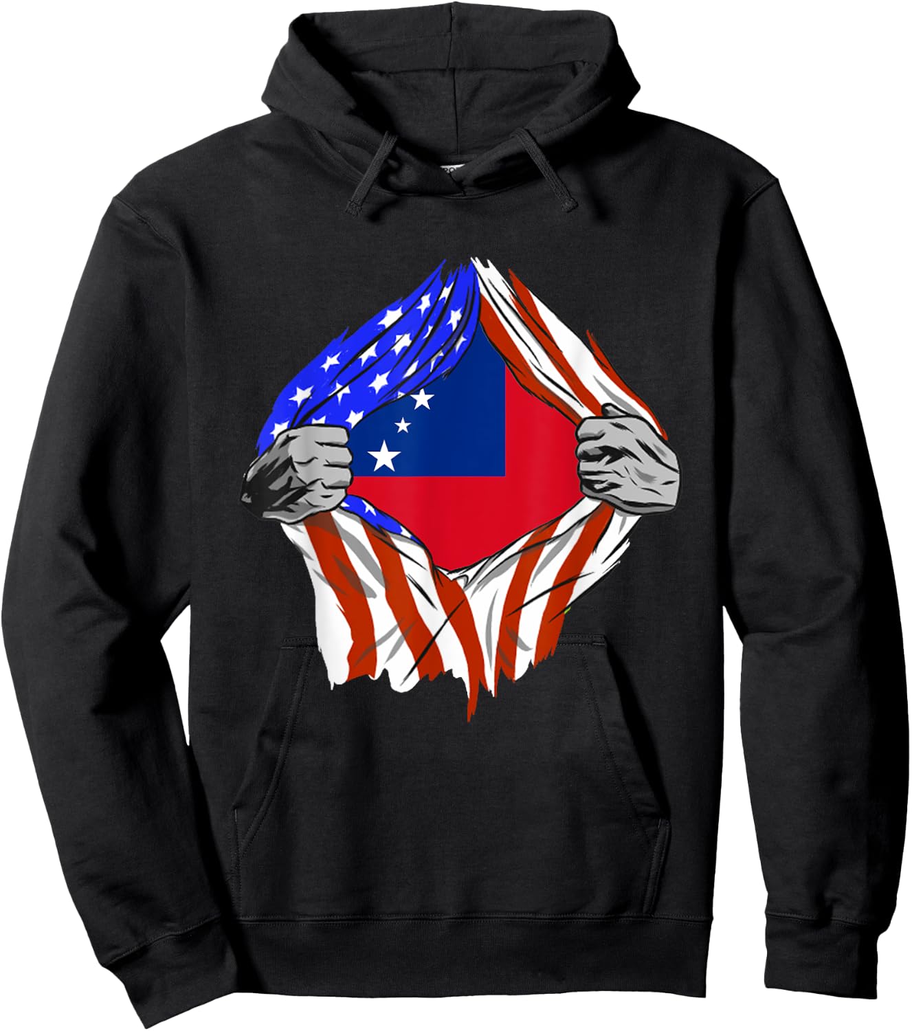 Samoan Roots Samoa USA Samoan Pride Chest Samoan Flag Hoodie - Hoodie | Black