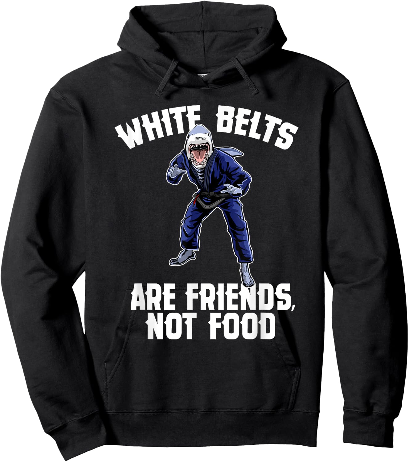 Funny White Belt Shark - Brazilian Jiu-Jitsu BJJ Gift Hoodie - Hoodie | Black