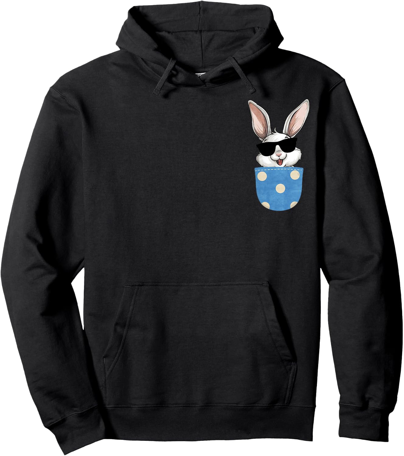 Bunny Rabbit With Sunglasses In Pocket, Happy Easter Day Hoodie - Hoodie | Black