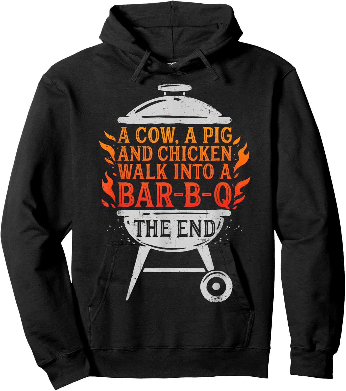 Chef A Cow A Pig And A Chicken Walk Into A BBQ Barbecue Hoodie - Hoodie | Black