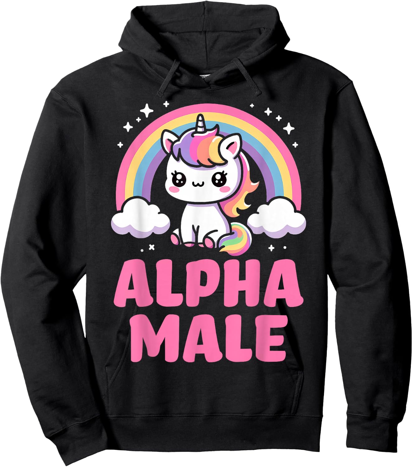 Funny Ironic Men Cute Alpha Male Unicorn , Black, S Hoodie - Hoodie | Black