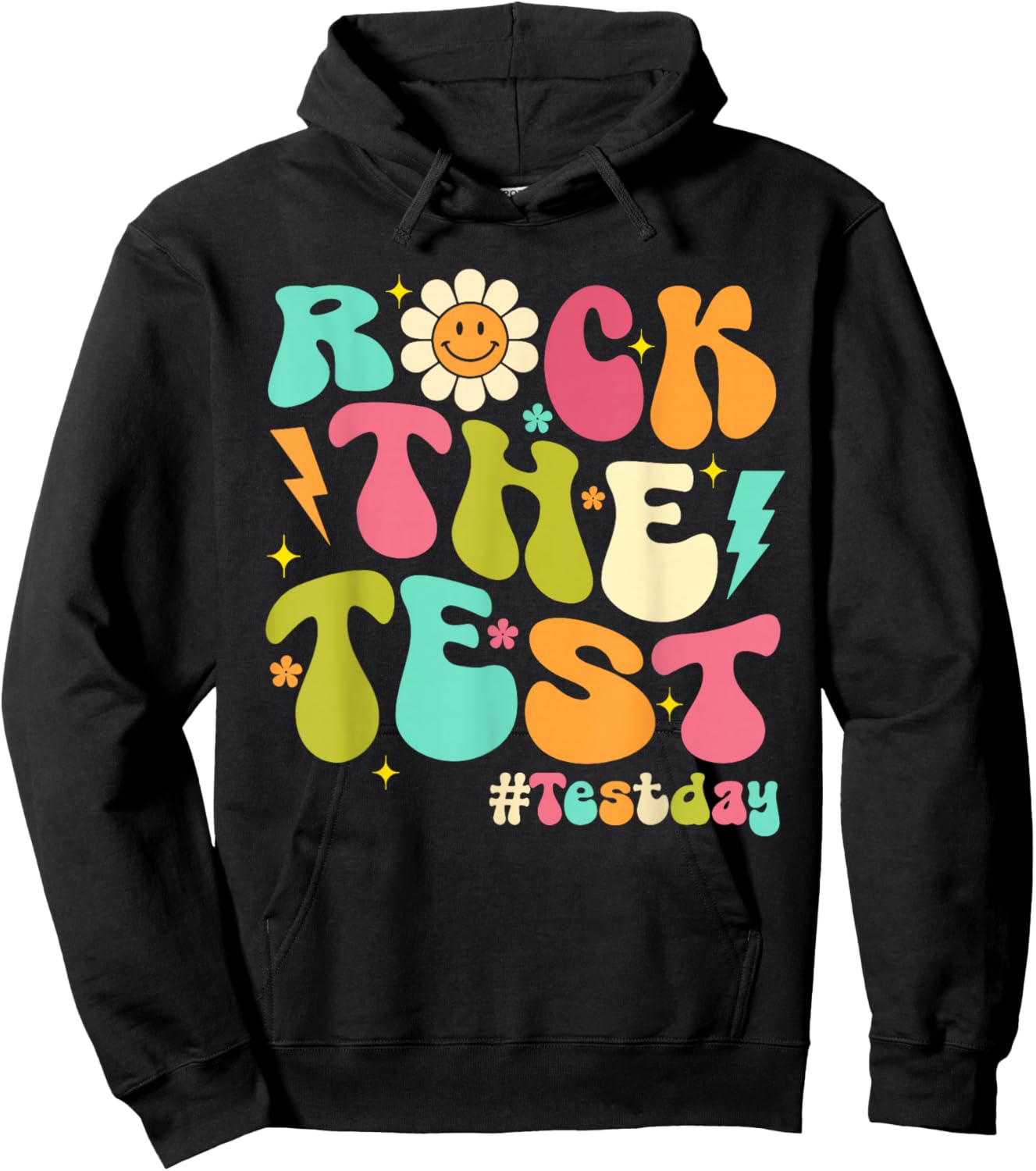 Groovy Rock The Test Motivational Testing Day Teachers Hoodie - Hoodie | Black