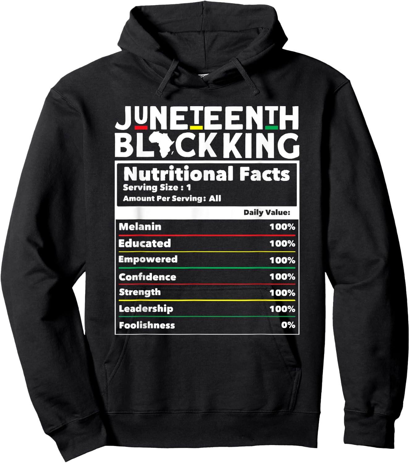Juneteenth Black King Nutritional Facts Men's Juneteenth Hoodie - Hoodie | Black