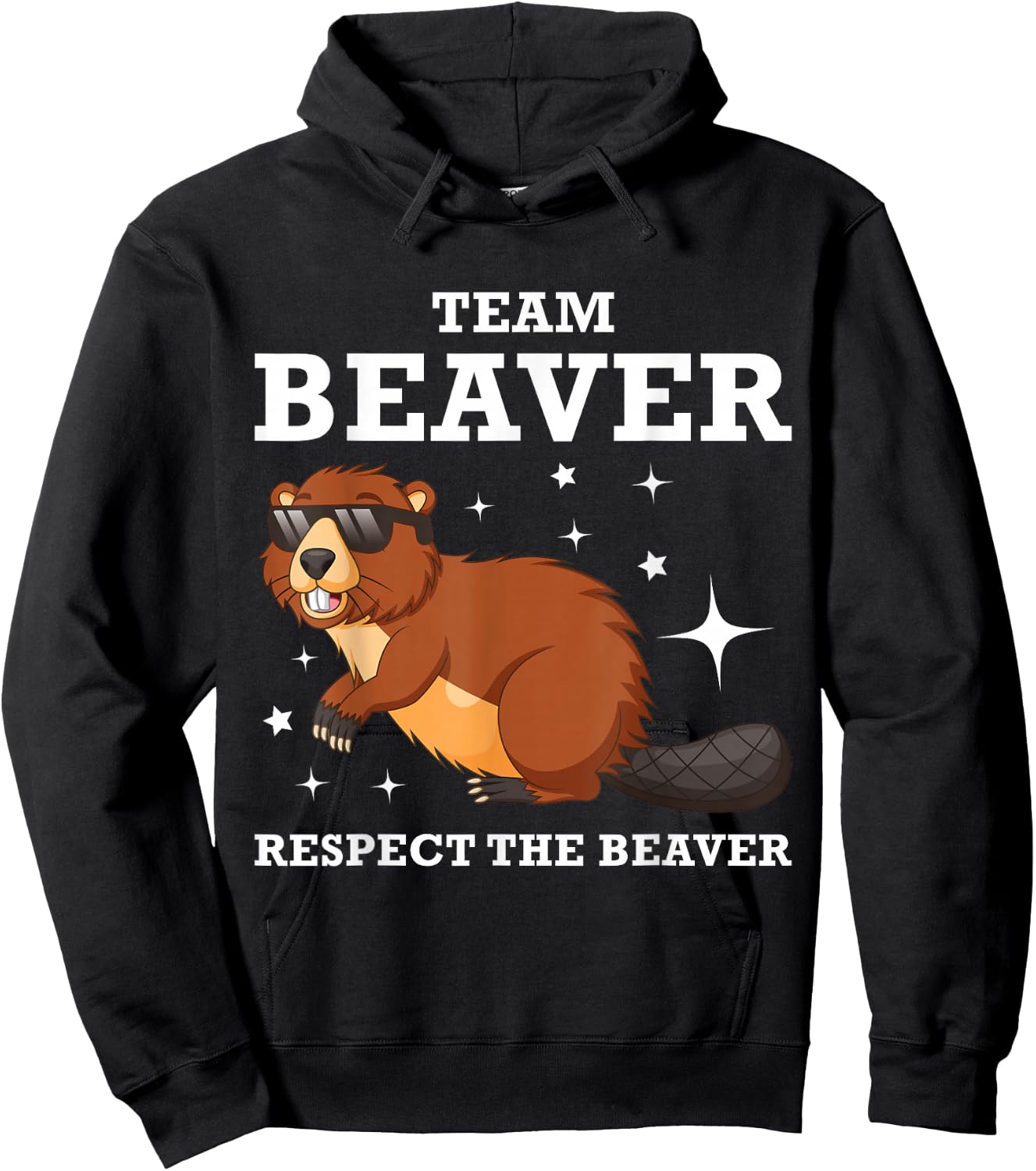Funny Team Cool Cartoon Respect the Beaver Hoodie - Hoodie | Black