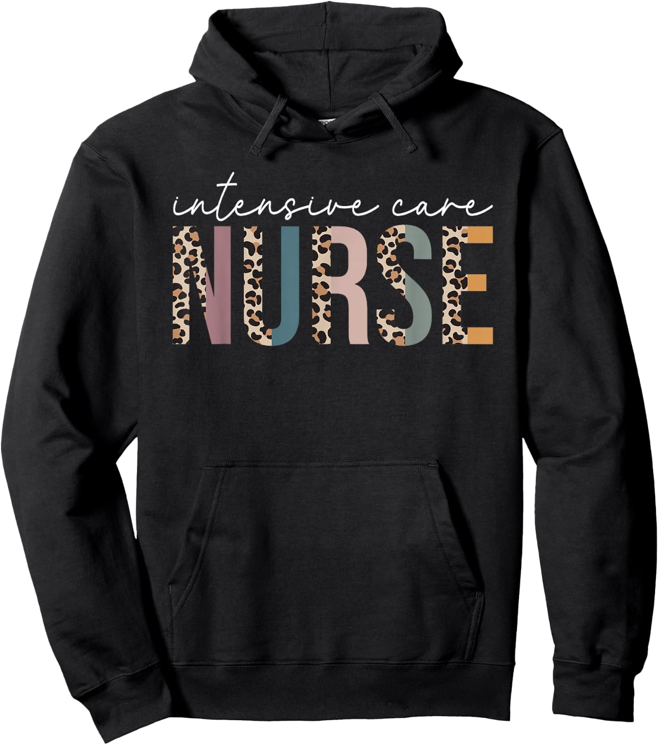 ICU Nurse Cute Leopard Intensive Care Unit Nurse Nursing Hoodie - Hoodie | Black