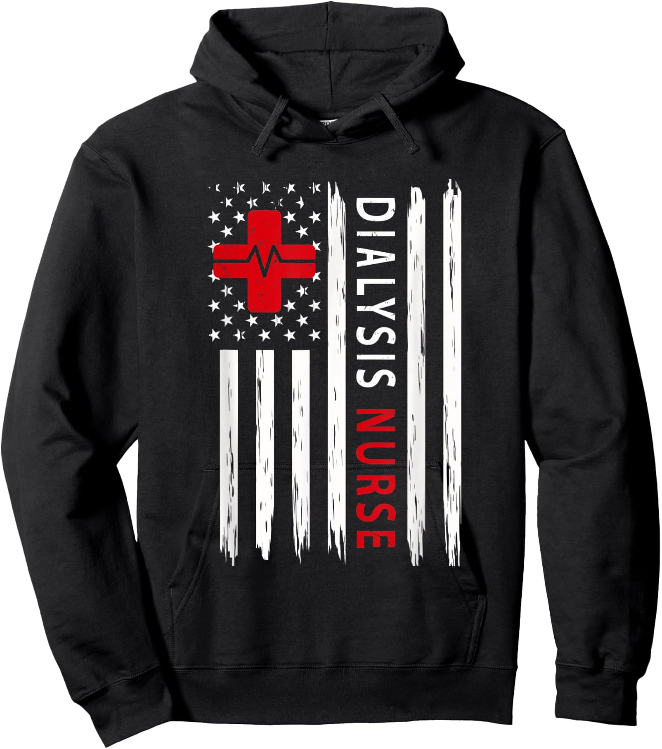 Dialysis Nurse Patriotic Nurses Gifts USA Flag Hoodie - Hoodie | Black