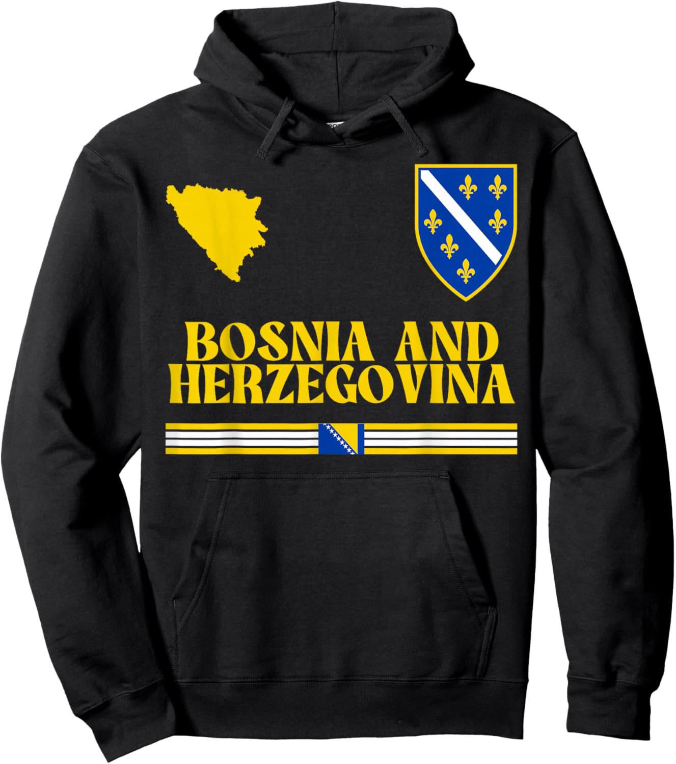 Bosnia and Herzegovina Flag, Bosnian Flag, Bosnia Hoodie - Hoodie | Black