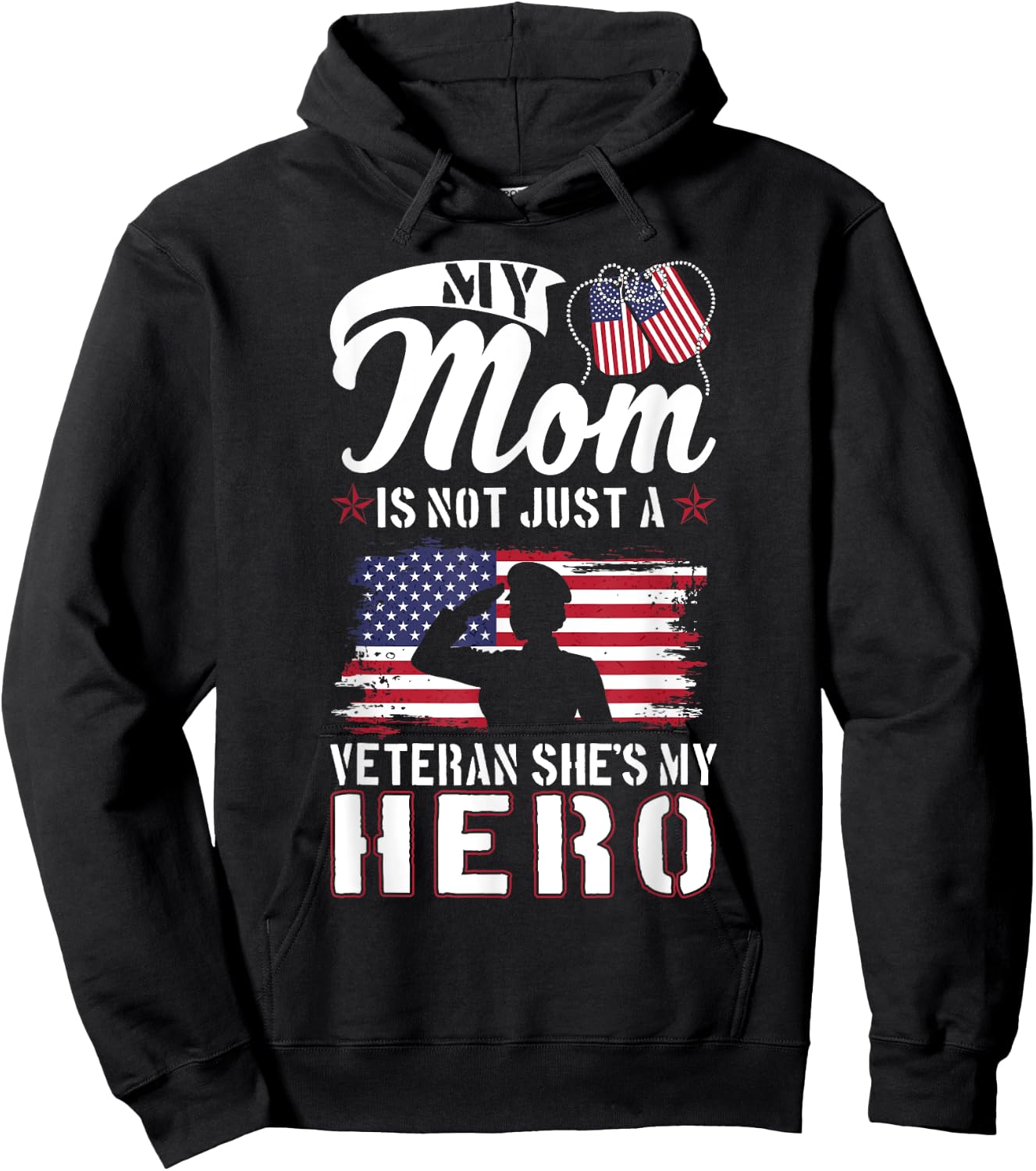 My Mom Is Not Just A Veteran She's My Hero Veterans Day Kids Hoodie - Hoodie | Black