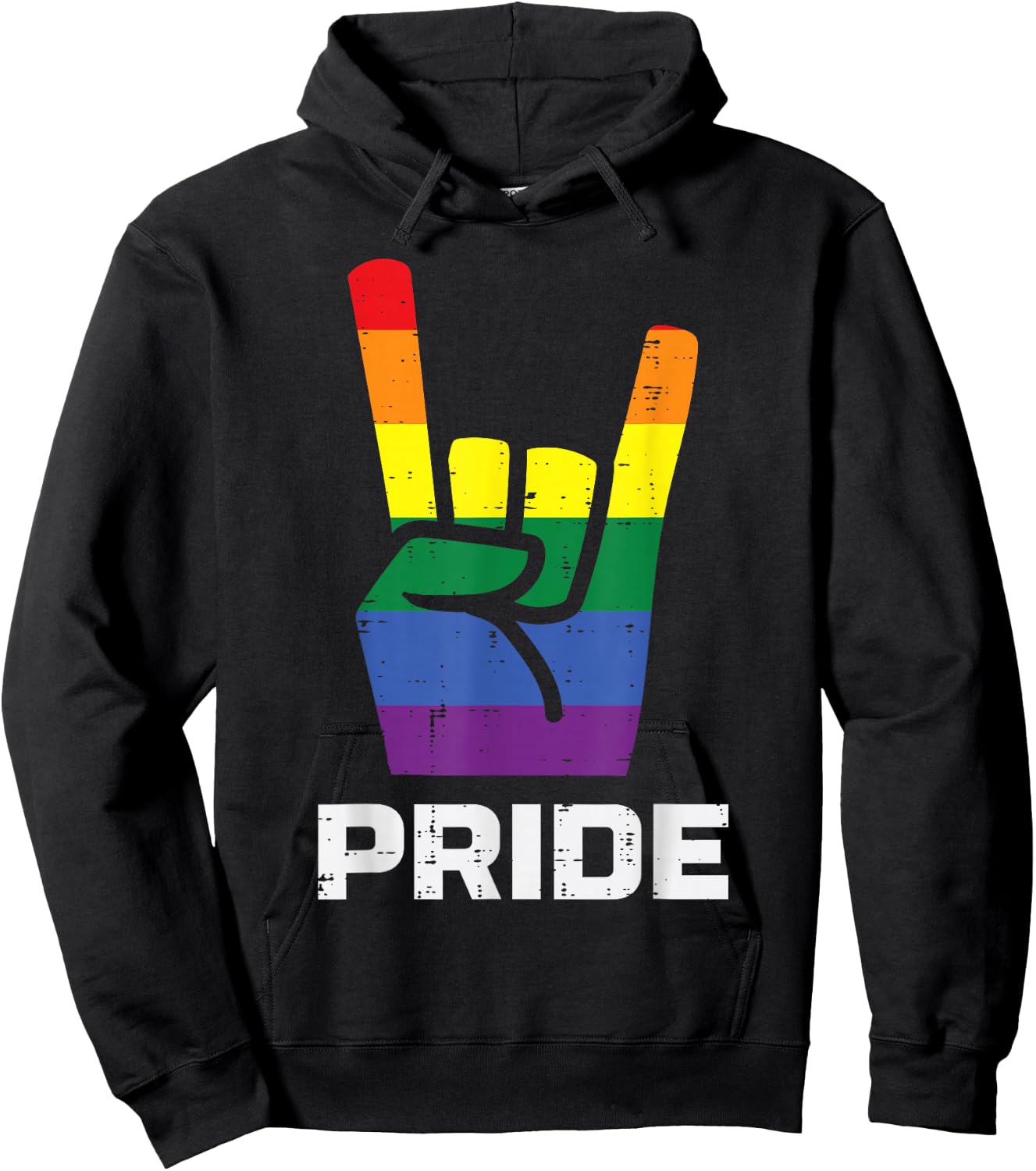 Rainbow Rock Hand Sign Pride Punk Gay Flag LGBTQ Men Women , black, s Hoodie - Hoodie | Black
