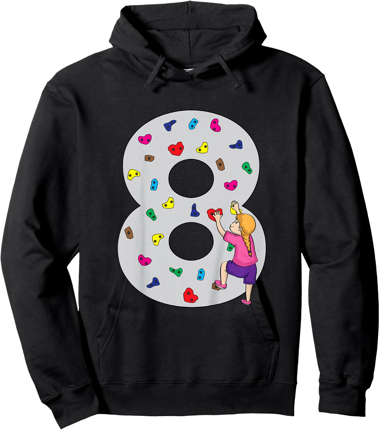 8.Geburtstag Party Klettern Bouldern Kinder Geburtstag Girl Hoodie - Hoodie | Black