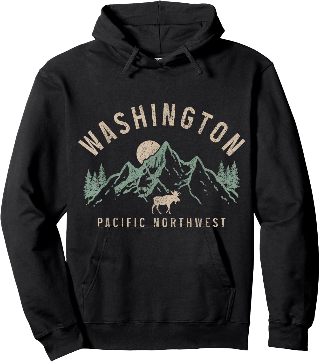 Washington PNW Moose Pacific Northwest Souvenir Pride Hoodie - Hoodie | Black