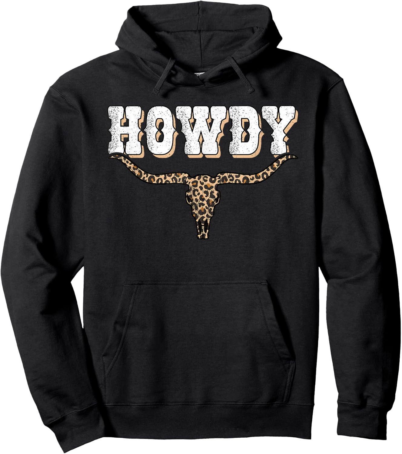 Howdy Western Country Cow Skull Rodeo Cowgirl Bull Men Women Hoodie - Hoodie | Black