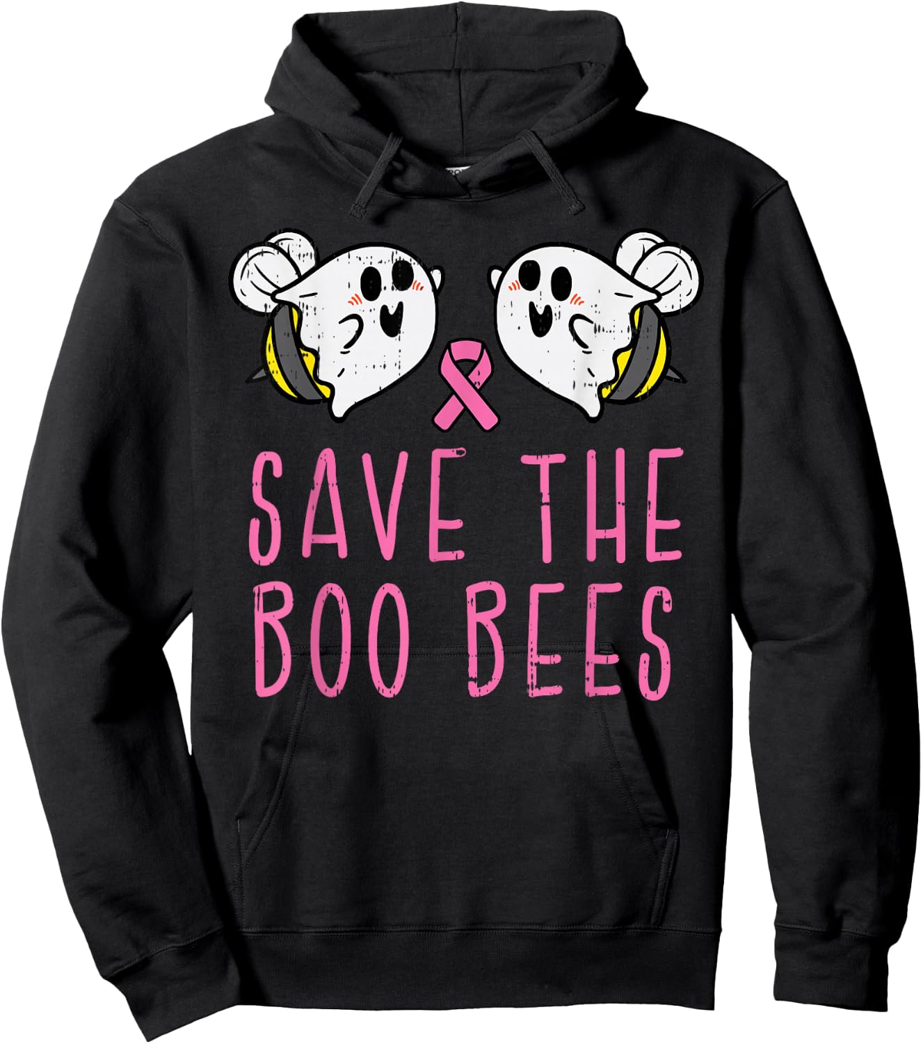 Save The Boo Bees Fun Halloween Breast Cancer Awareness Gift Hoodie - Hoodie | Black