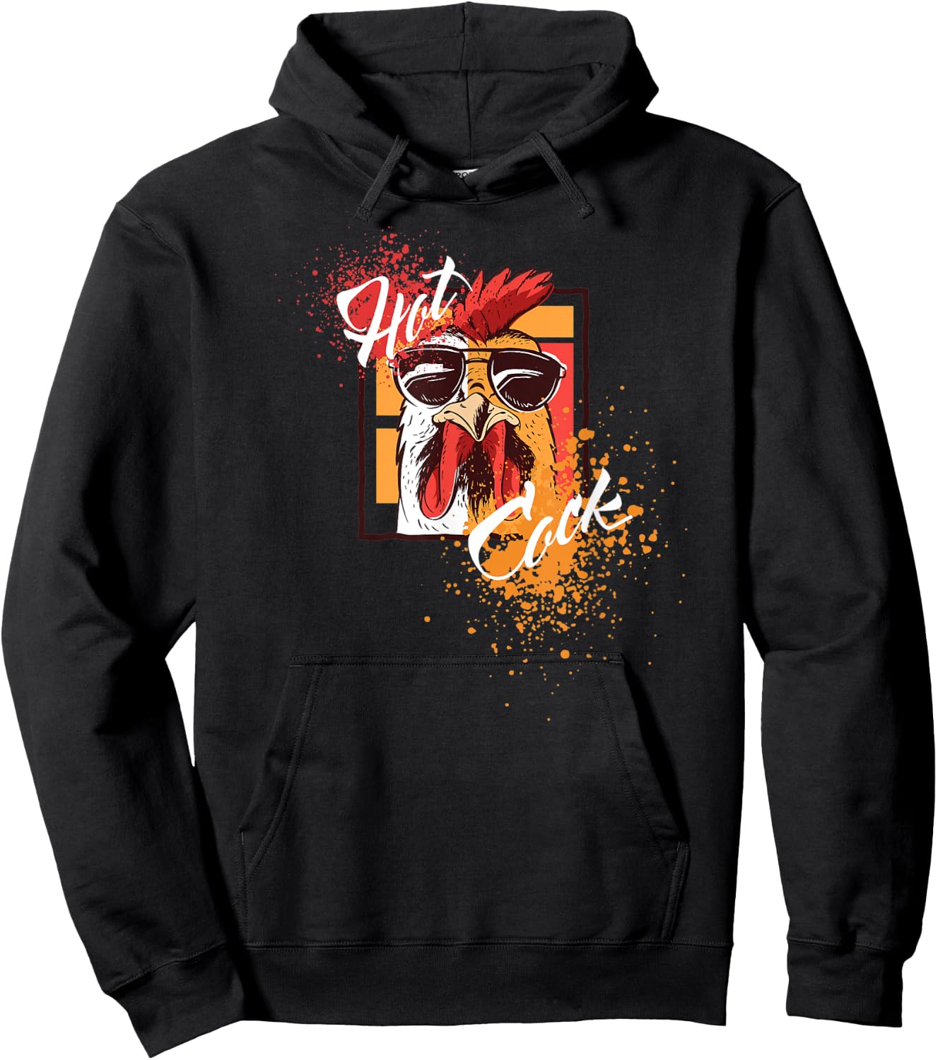 Hot Cock Rooster Sunglasses funny Gift Chicken Farmer Hoodie - Hoodie | Black