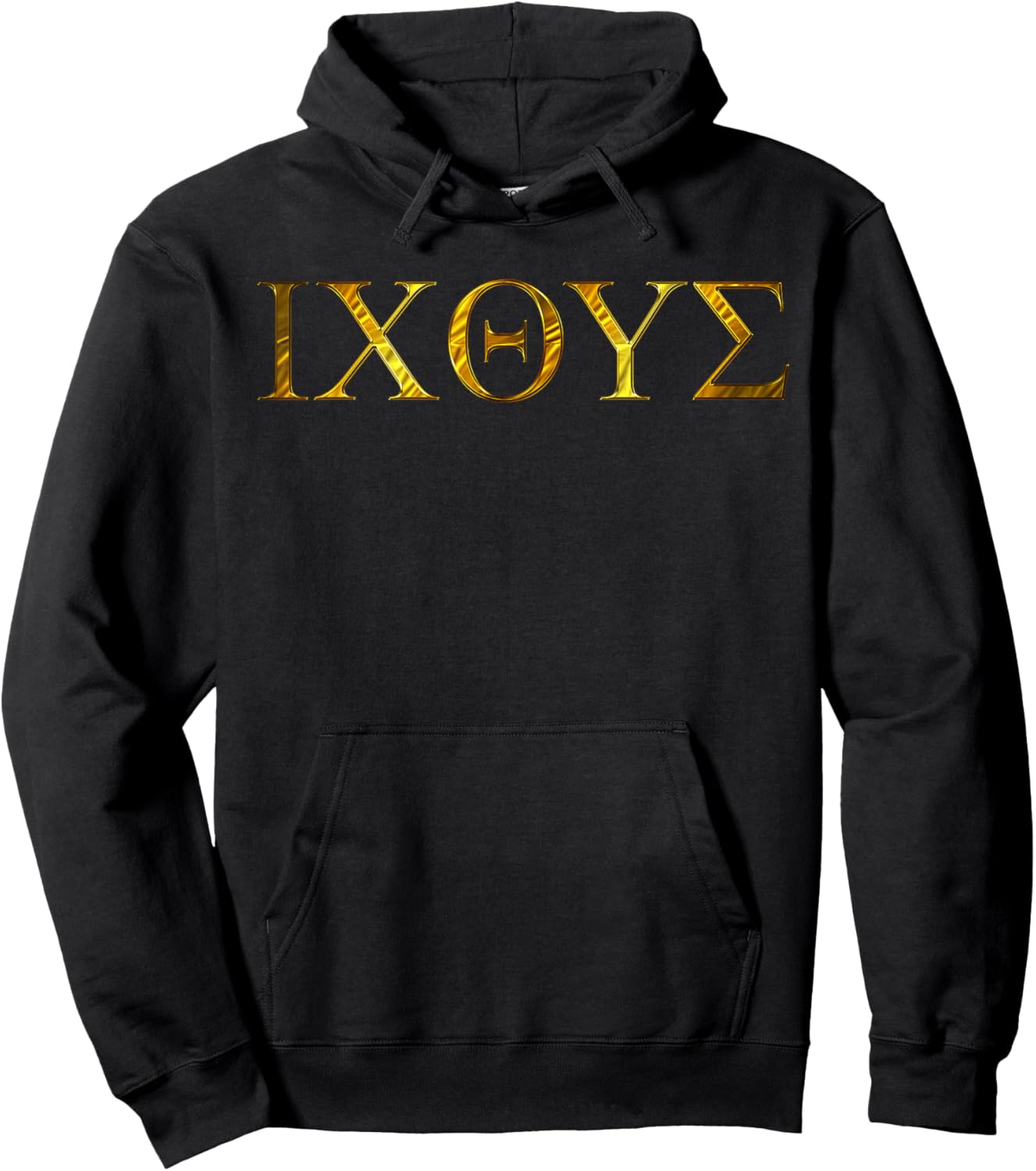 Greek word IChThYS gold Hoodie - Hoodie | Black