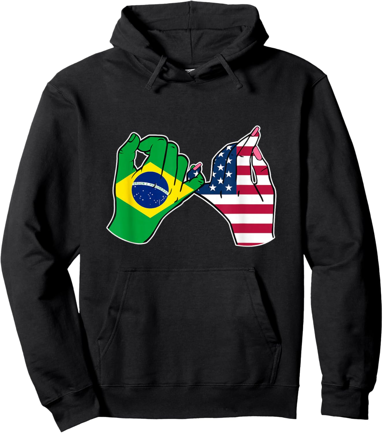 Bandeira do Brasil e dos Estados Unidos Mãos unidas Hoodie - Hoodie | Black