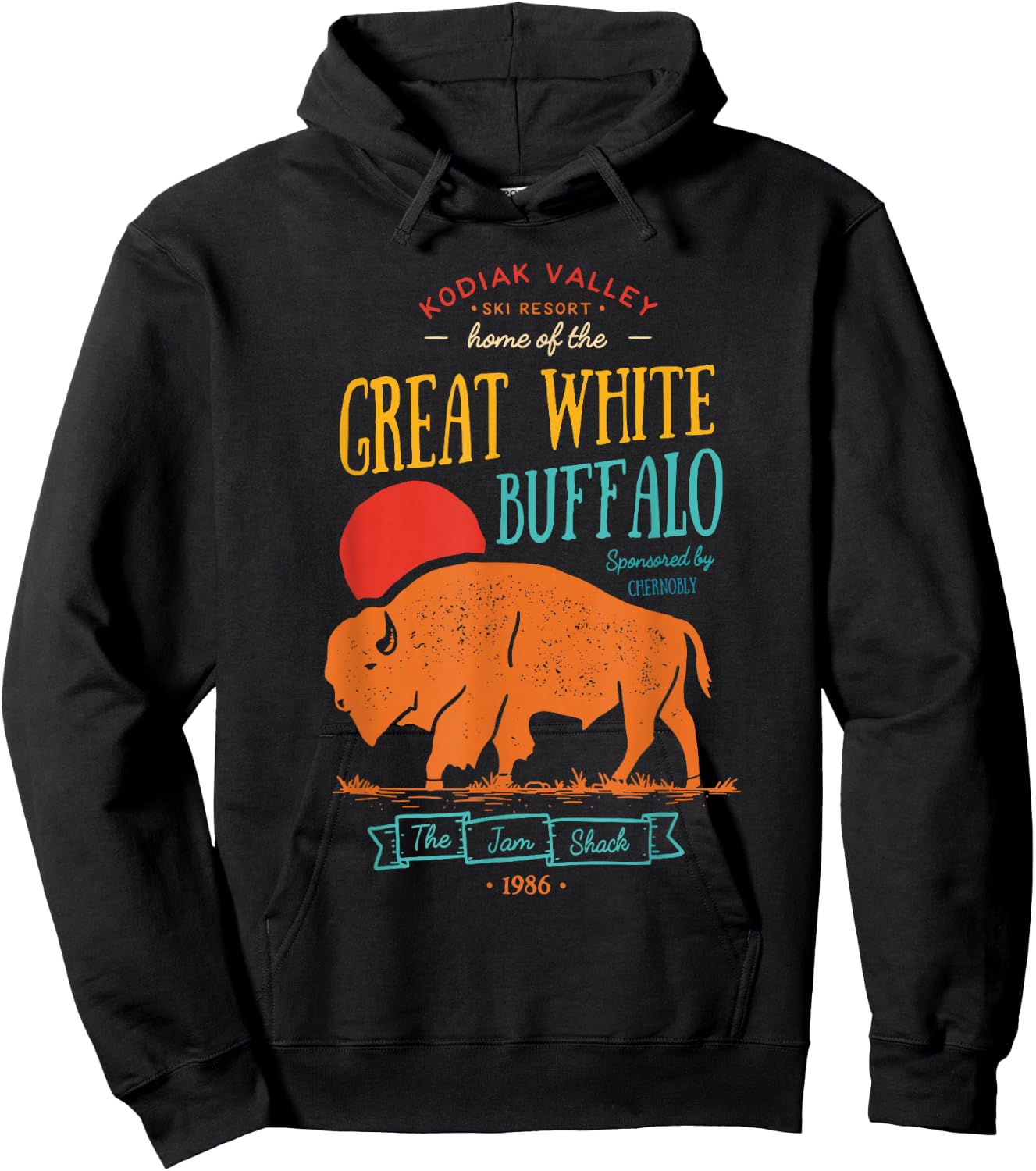 Kodiak Valley Ski Resort Home Of The Great White Buffalo Hoodie - Hoodie | Black