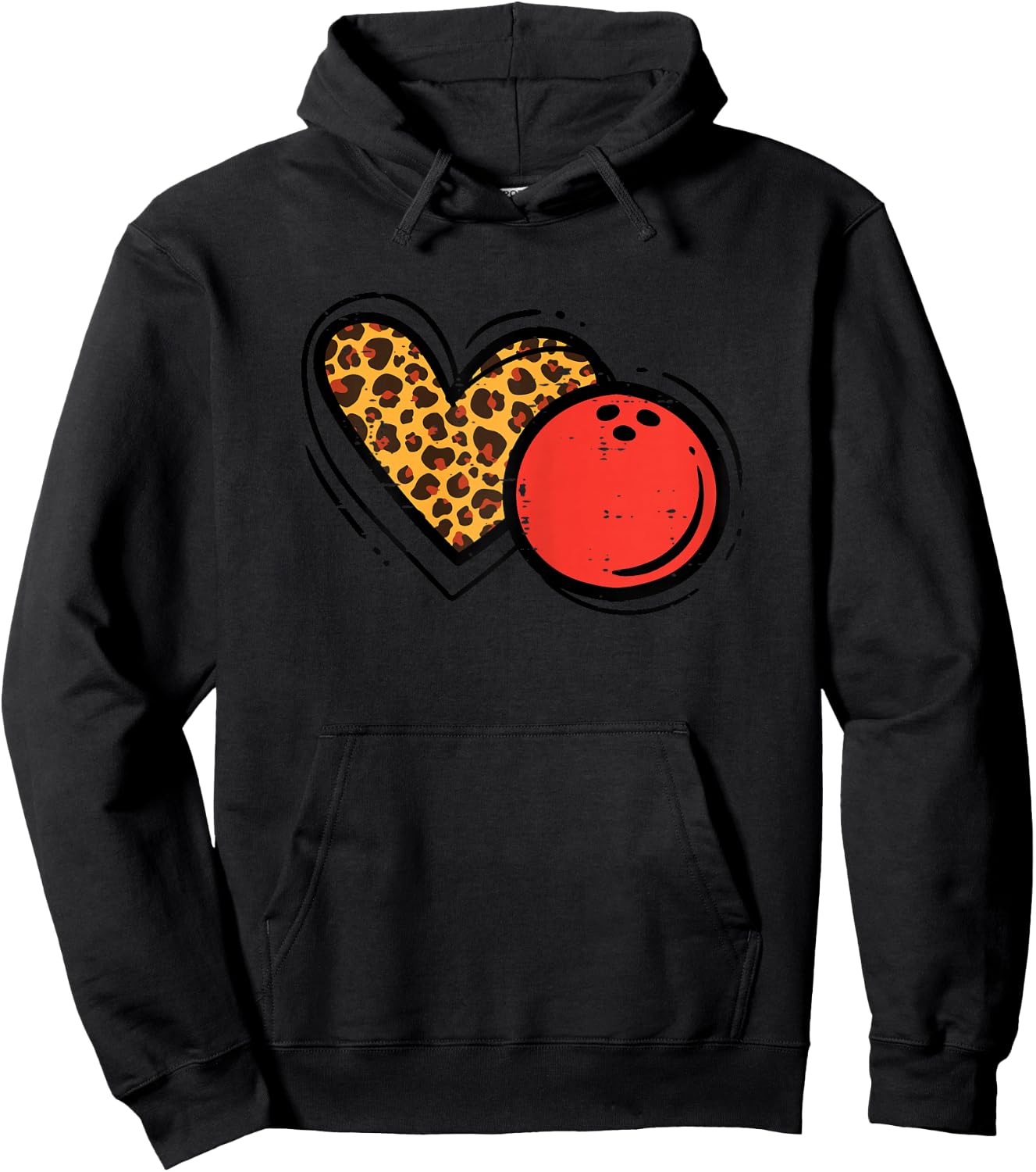 Bowling Ball Leopard Heart Cute Love Bowler Women Girls Kids Hoodie - Hoodie | Black