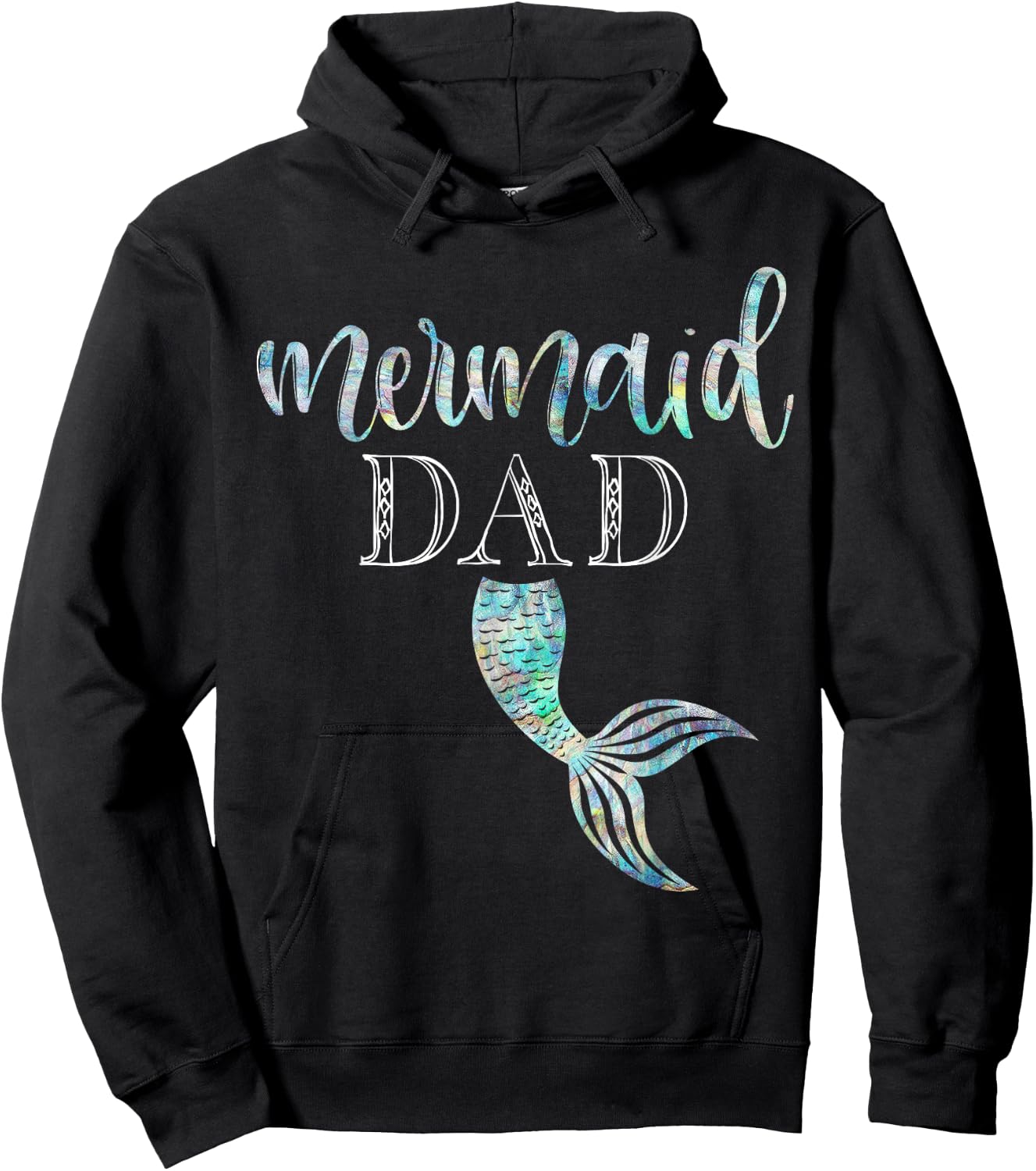 Mermaid Dad Shirt Daughter Birthday Party Merman Gift Hoodie - Hoodie | Black