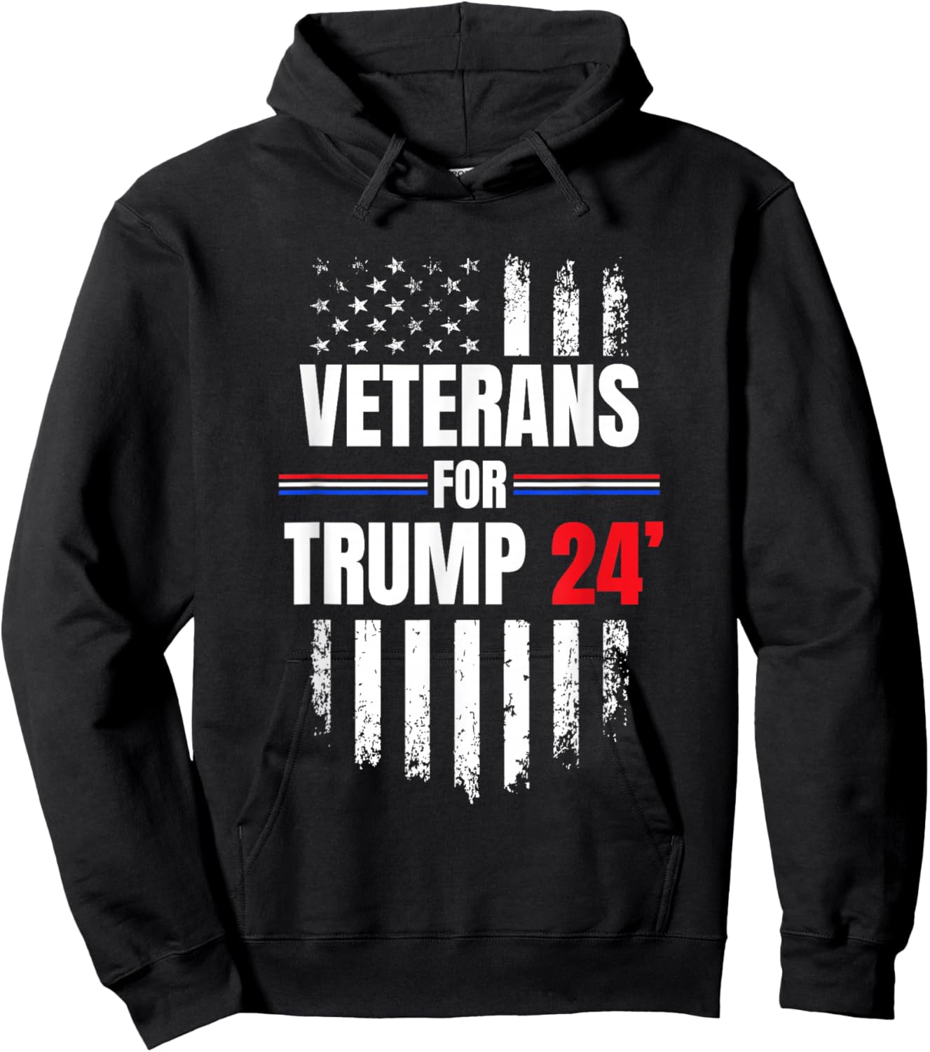 Veterans For Trump 2024 American Flag Hoodie - Hoodie | Black