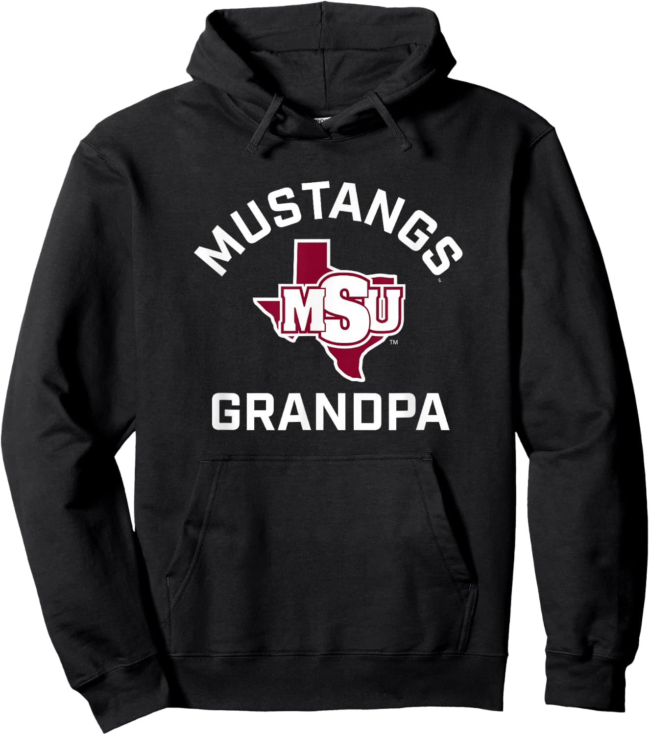 Midwestern State University Mustangs Arched Grandpa Hoodie - Hoodie | Black