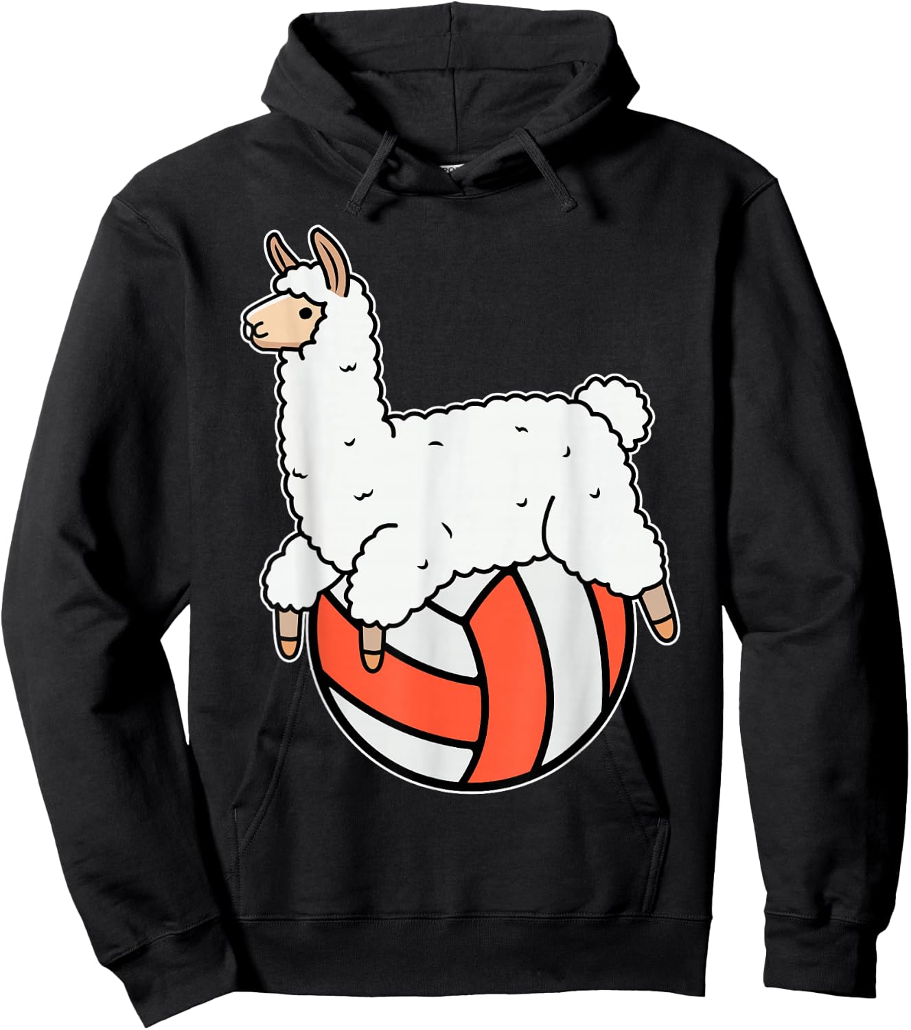 Volleyball Llama Laying and Chilling on Volley Ball Hoodie - Hoodie | Black