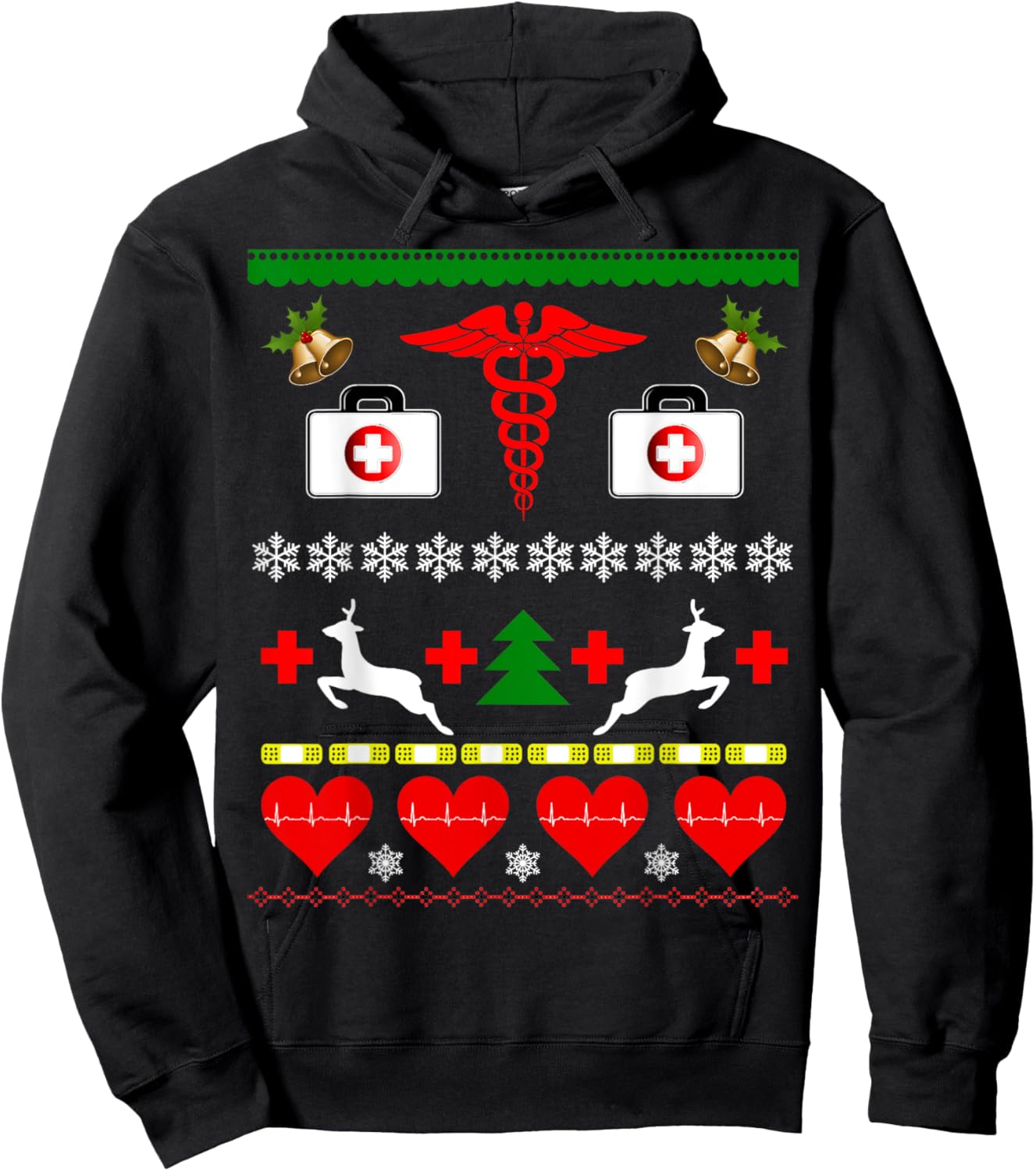 Ugly Christmas Design Nurse Doctor Medical Profession Hoodie - Hoodie | Black