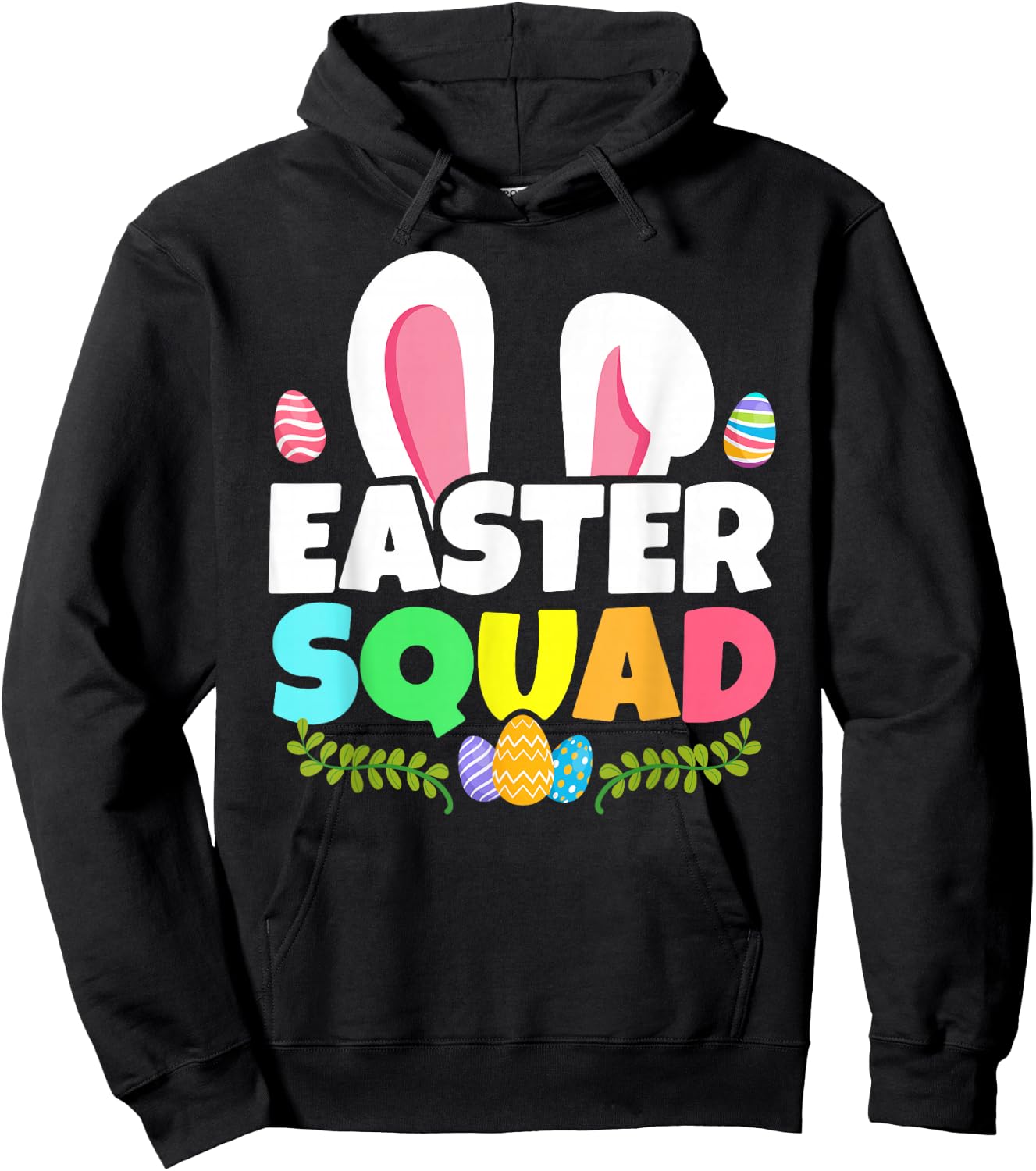 Easter Squad Family Matching Bunny Ears Egg Hunting Hoodie - Hoodie | Black