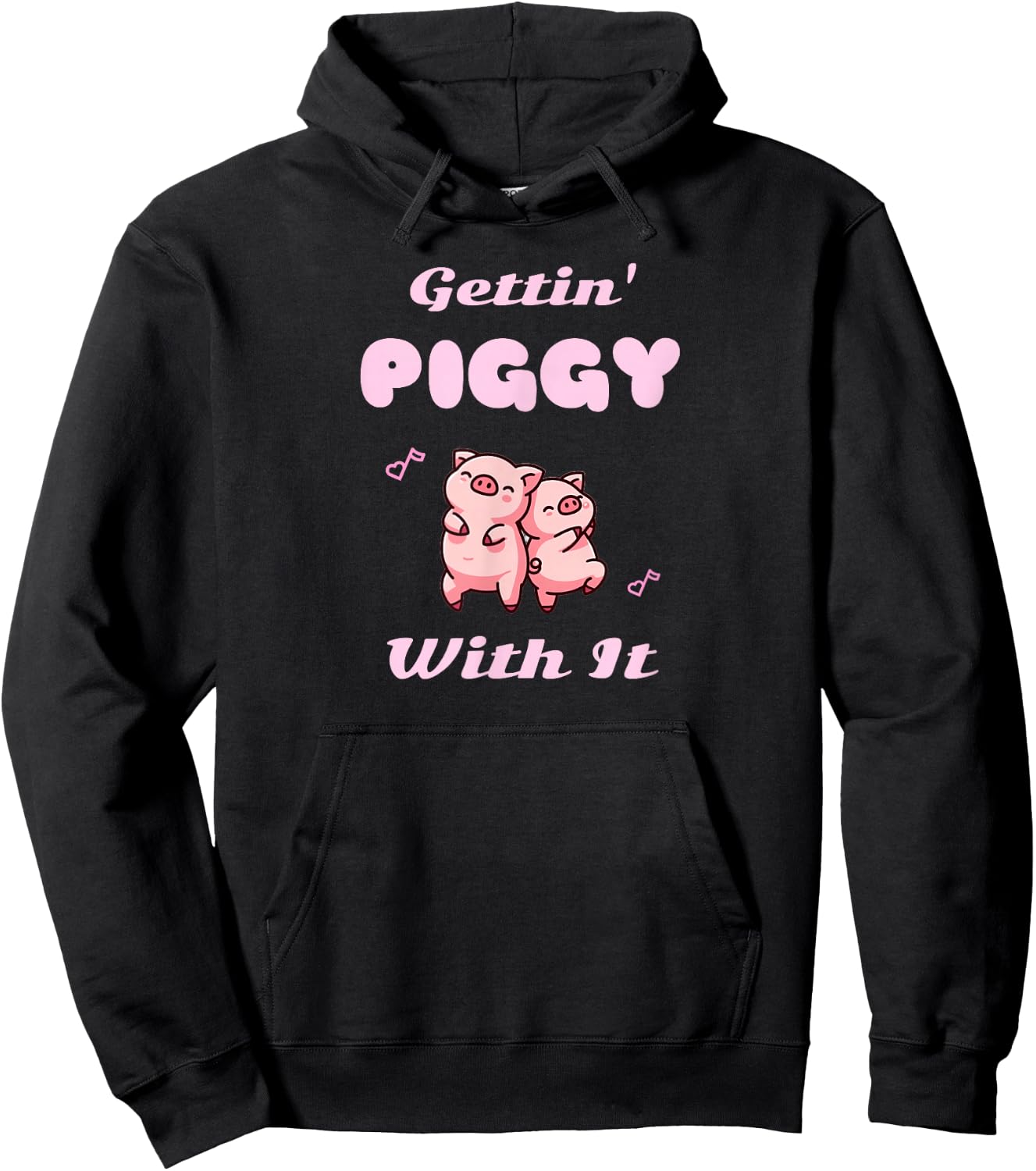 Dancing Pig Pun Gettin Piggy With It Kawaii Graphic Hoodie - Hoodie | Black