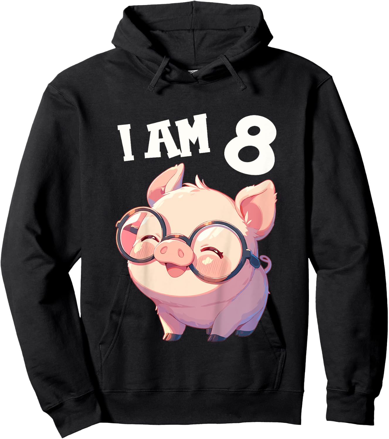 Kids 8 Years old 8 birthday Pigs Boy Girl Pig Hoodie - Hoodie | Black