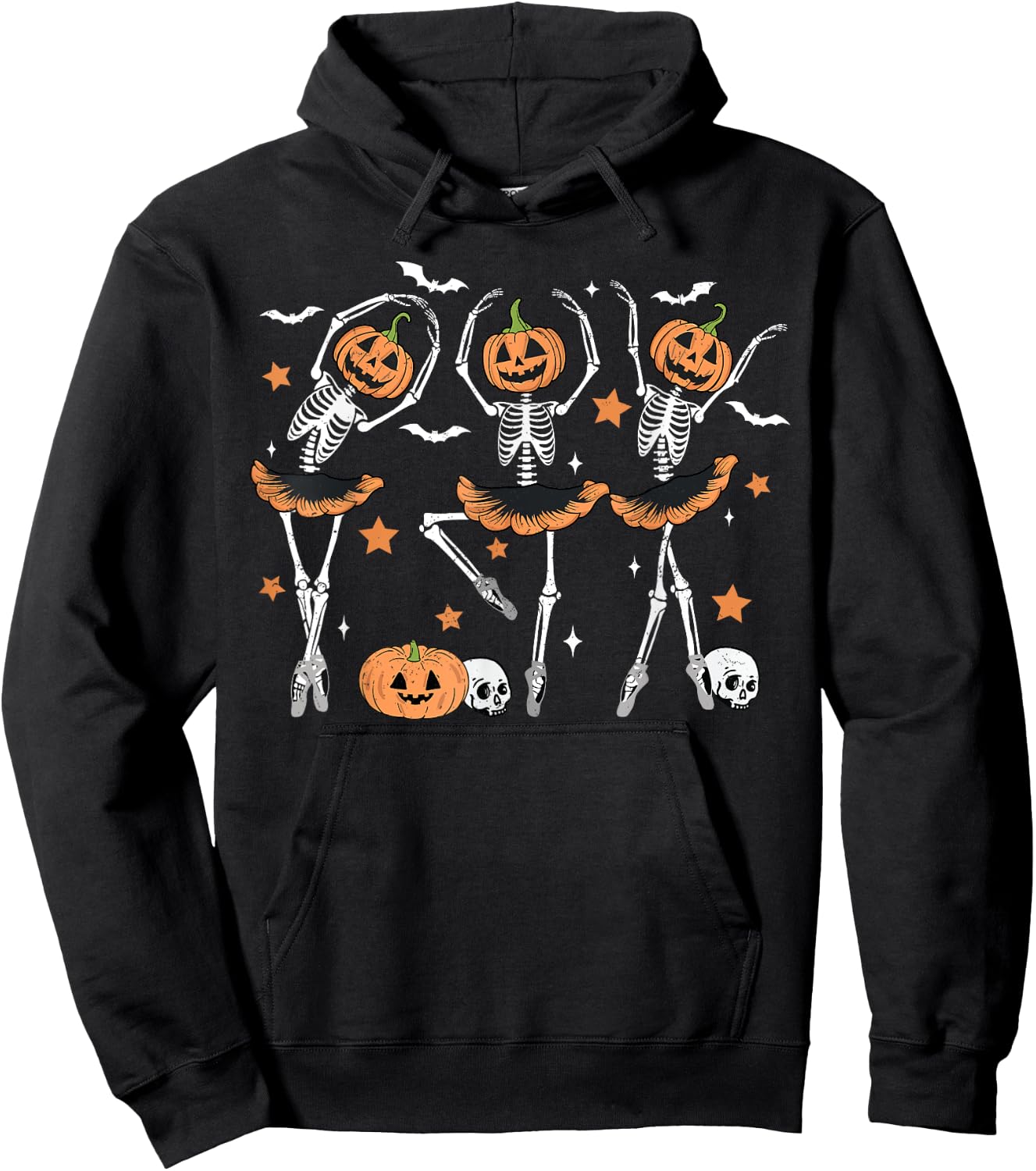 Ballet Pumpkin Skeleton Scary Halloween Men Women Boys Girl Hoodie - Hoodie | Black