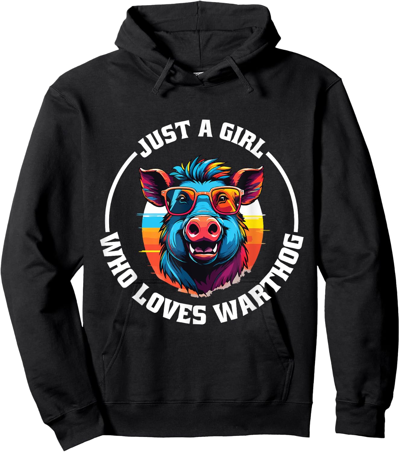Girl Loves Warthog Costume Funny Pig Outfit Wart hog Hoodie - Hoodie | Black