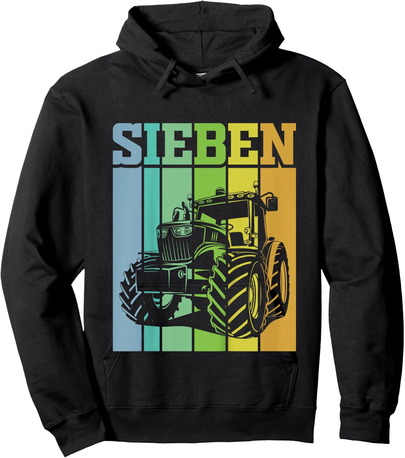 Children's Birthday 7 Years 7th Birthday Tractor , black Hoodie - Hoodie | Black
