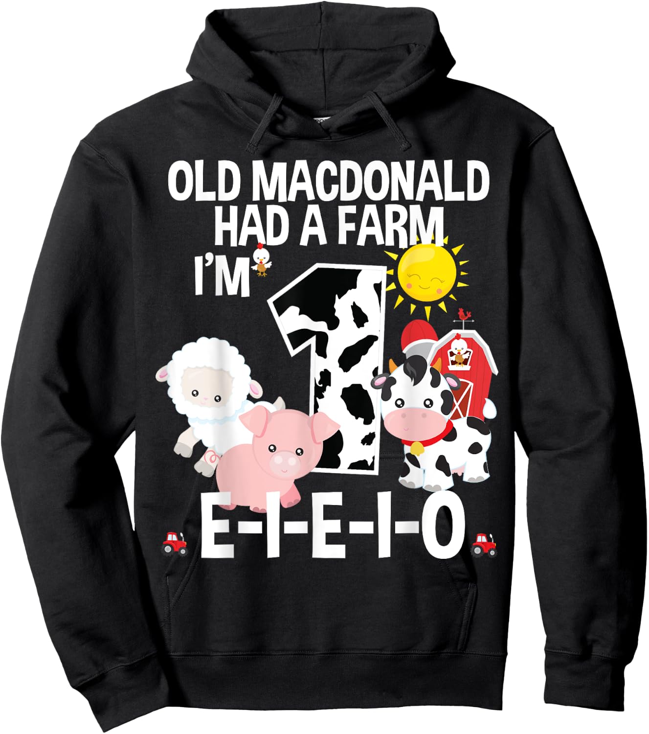 Toddler Kids Old MacDonald 1st Birthday Party Nursery Song Hoodie - Hoodie | Black