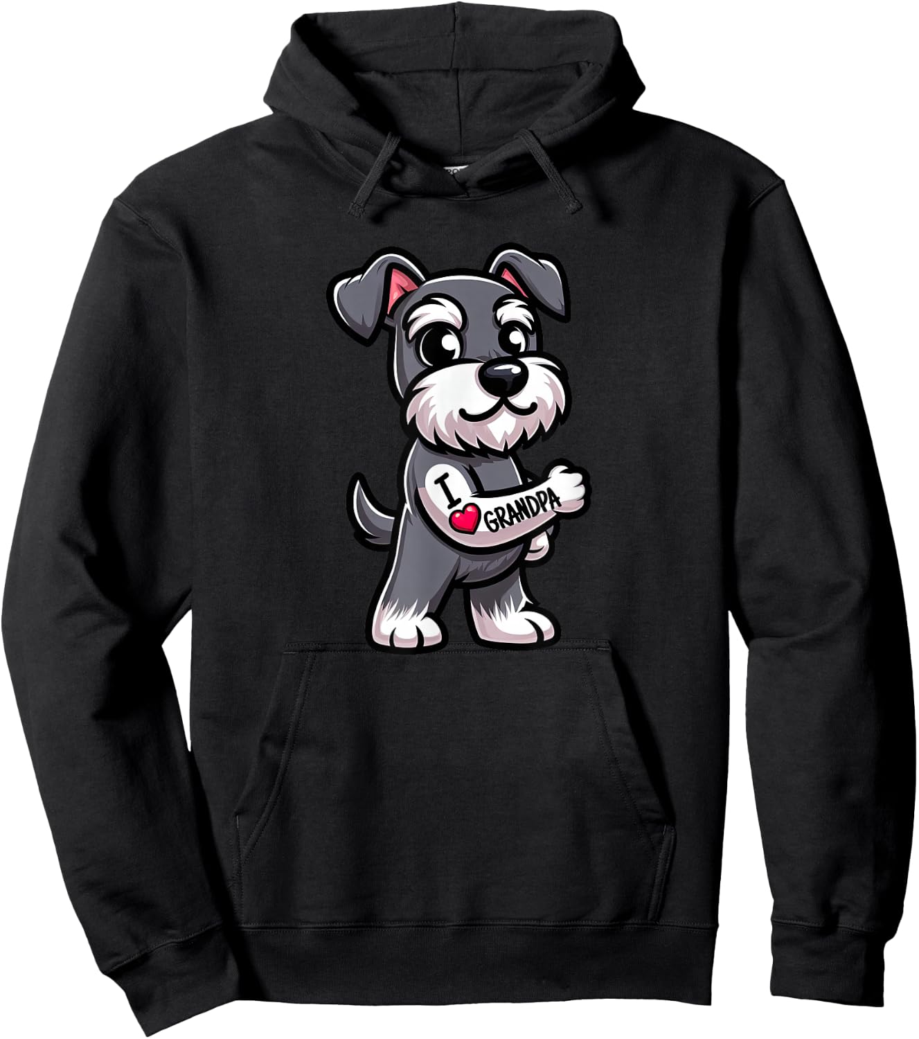 Schnauzer I Love Grandpa Funny Dog Tattoo Hoodie - Hoodie | Black