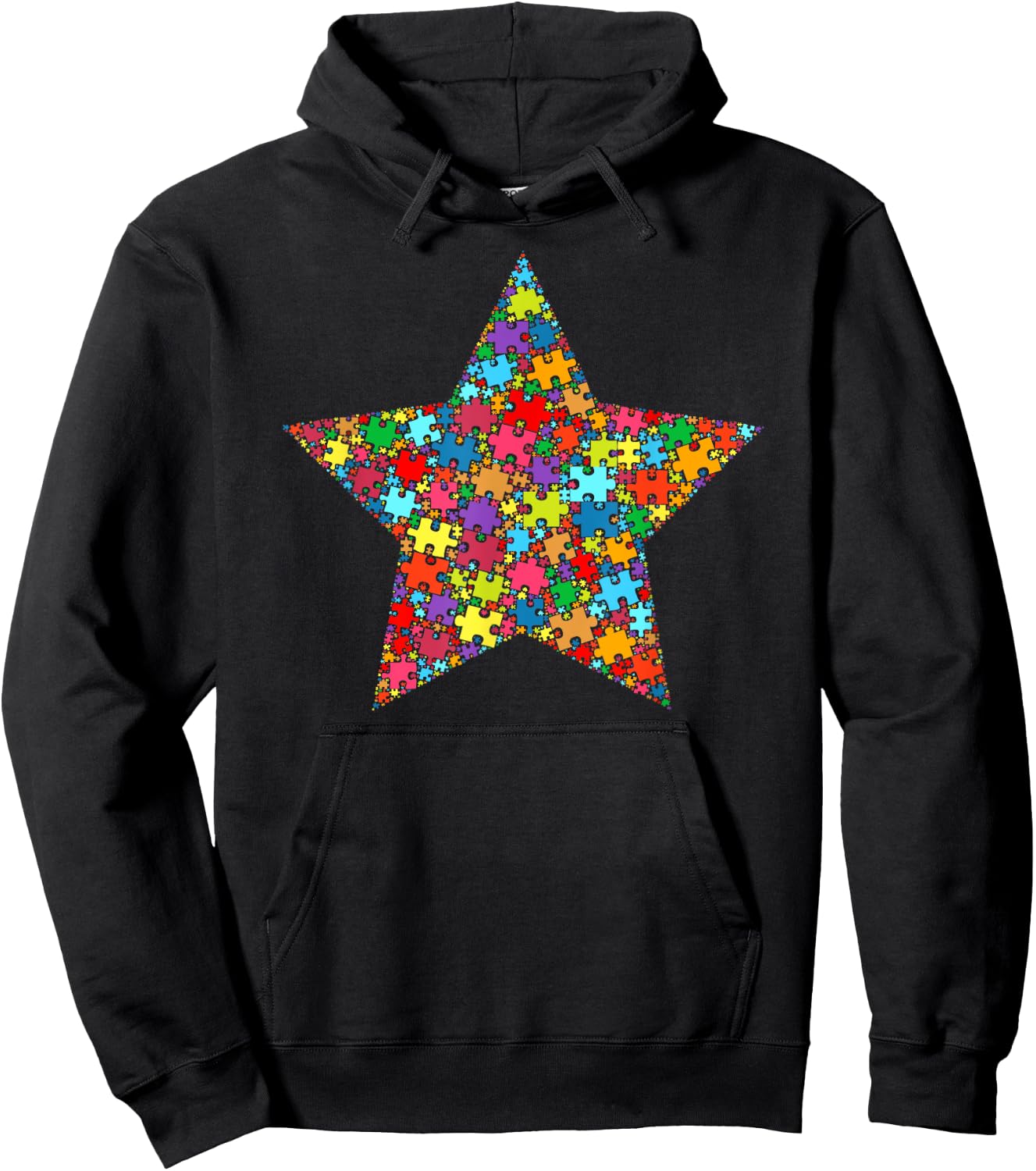 Star Shape Autism Puzzle Men Kids Autism Awareness Hoodie - Hoodie | Black