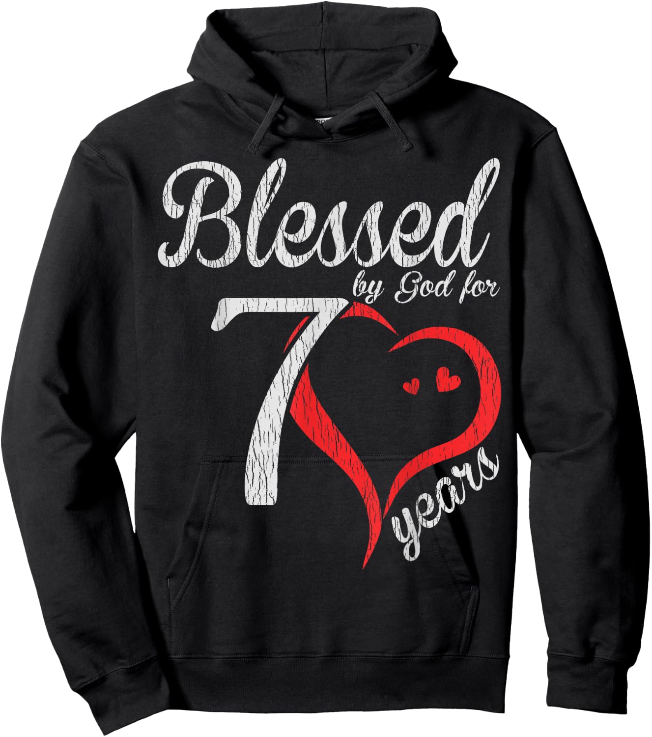 Vintage 70th Birthday Blessed By God, Happy Birthday Gift Hoodie - Hoodie | Black