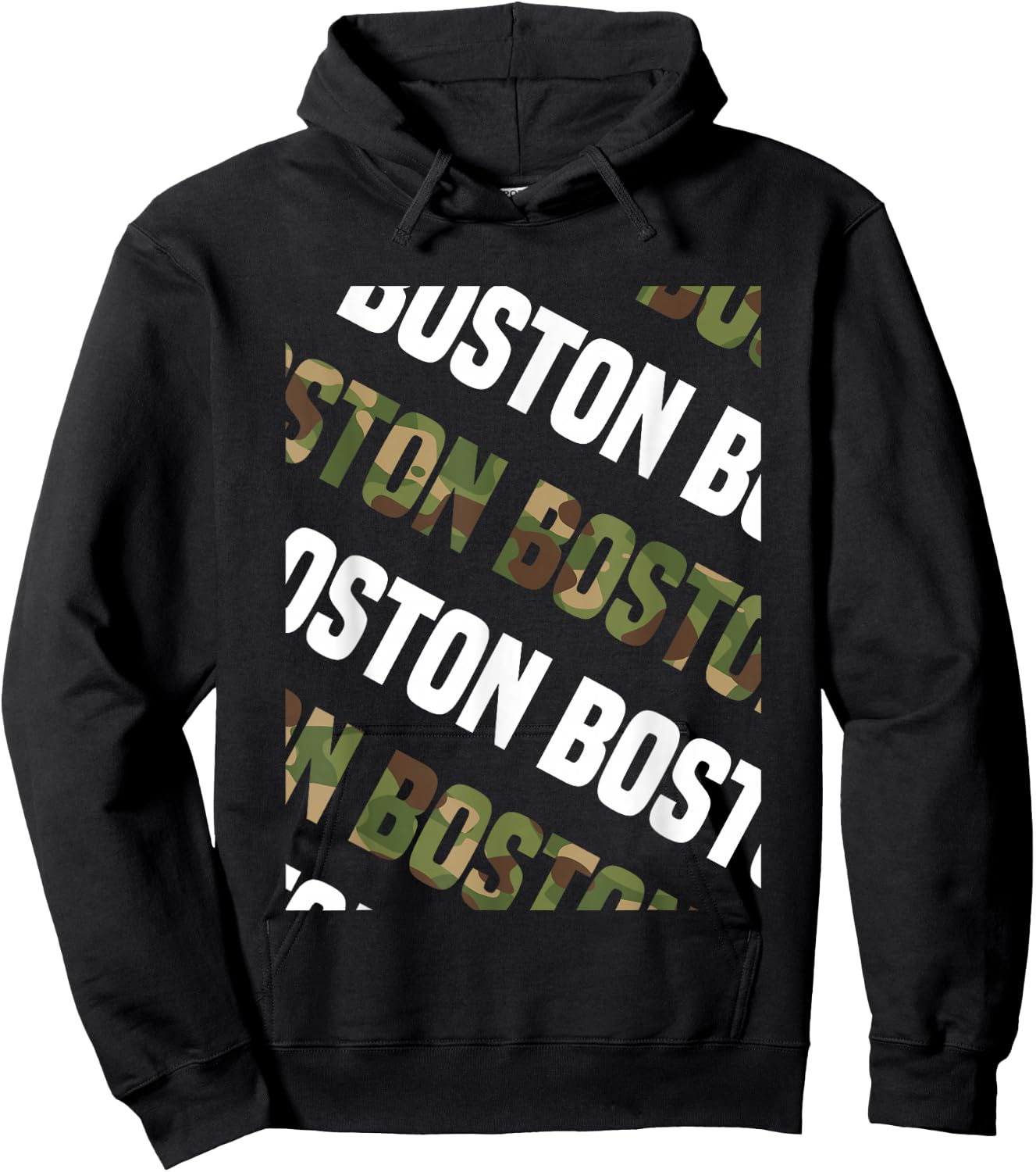 Boston Camo Pattern Green Camouflage Hoodie - Hoodie | Black