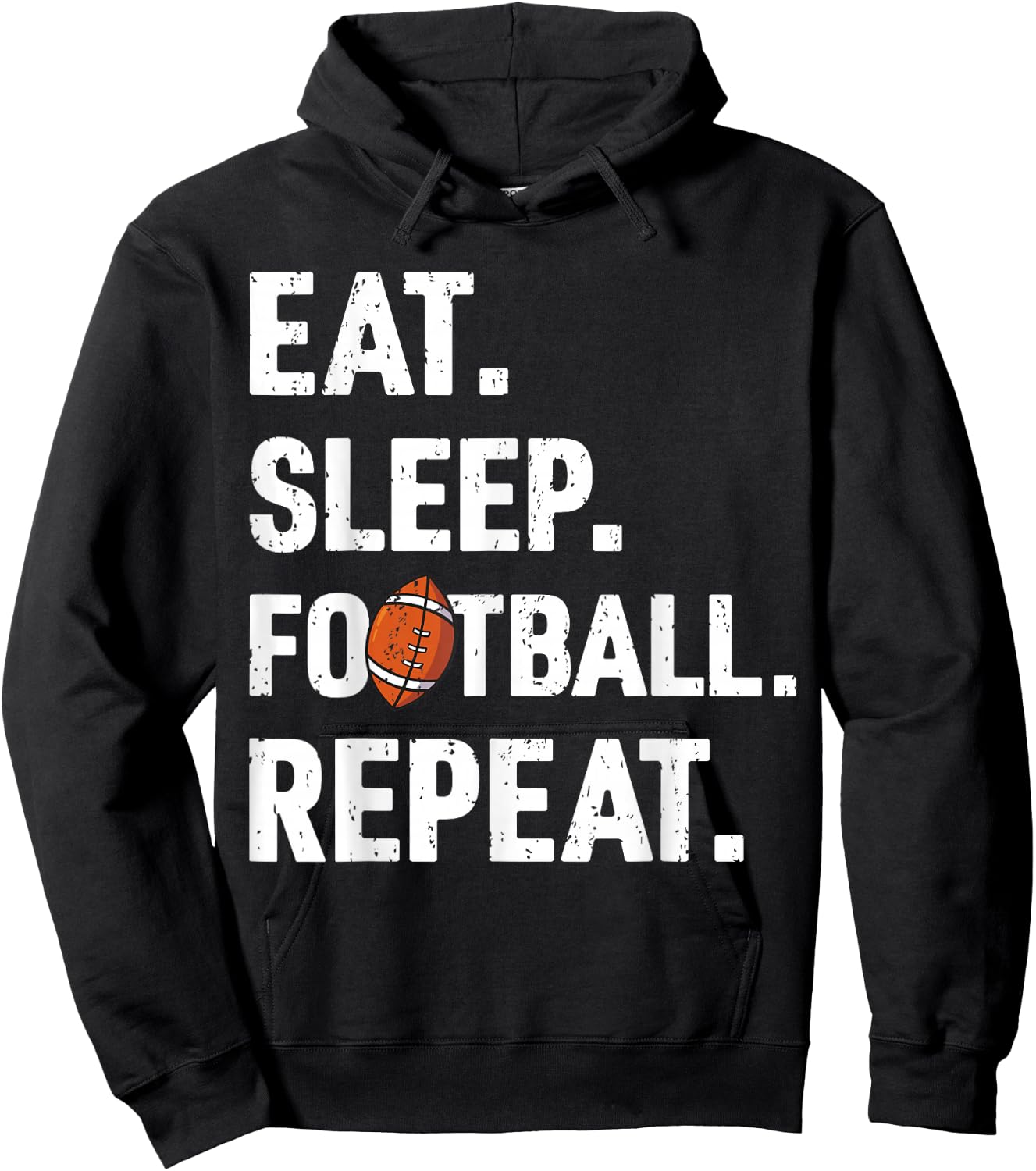Eat Sleep Football Repeat Vintage Football Player Coach Hoodie - Hoodie | Black