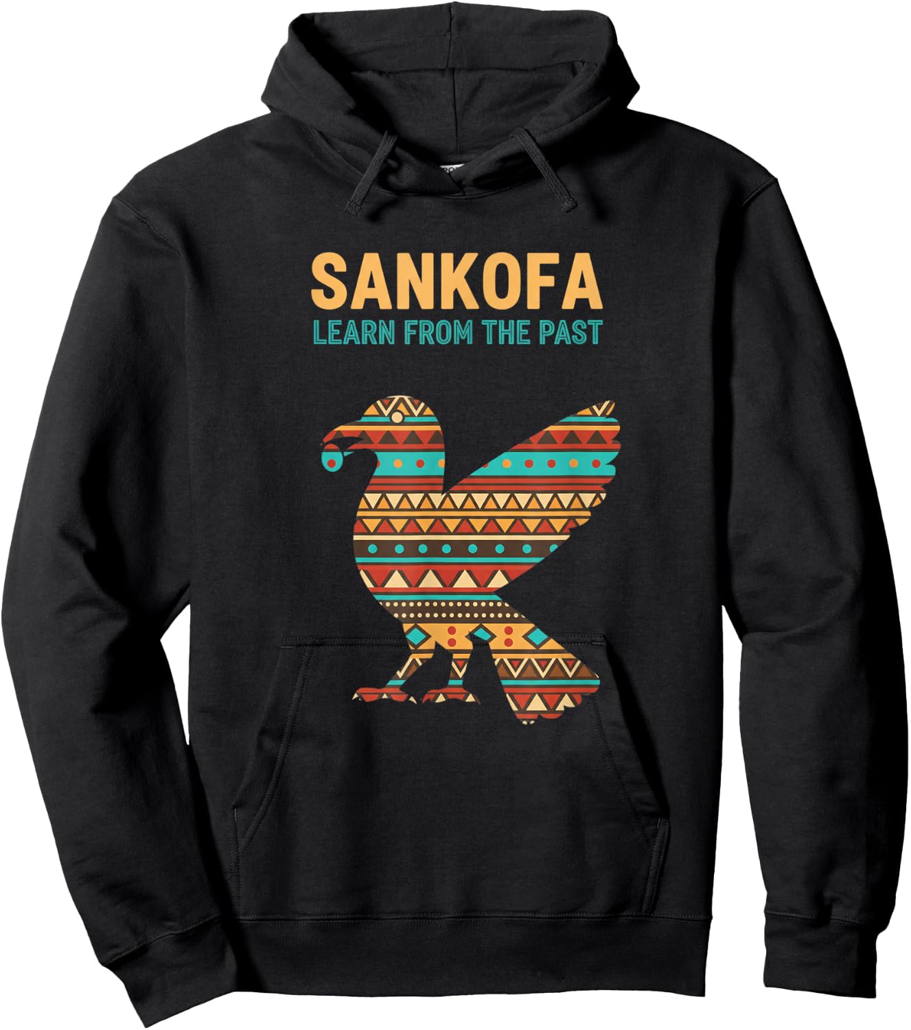 Sankofa Learn from The Past Afrocentric Bird Hoodie - Hoodie | Black