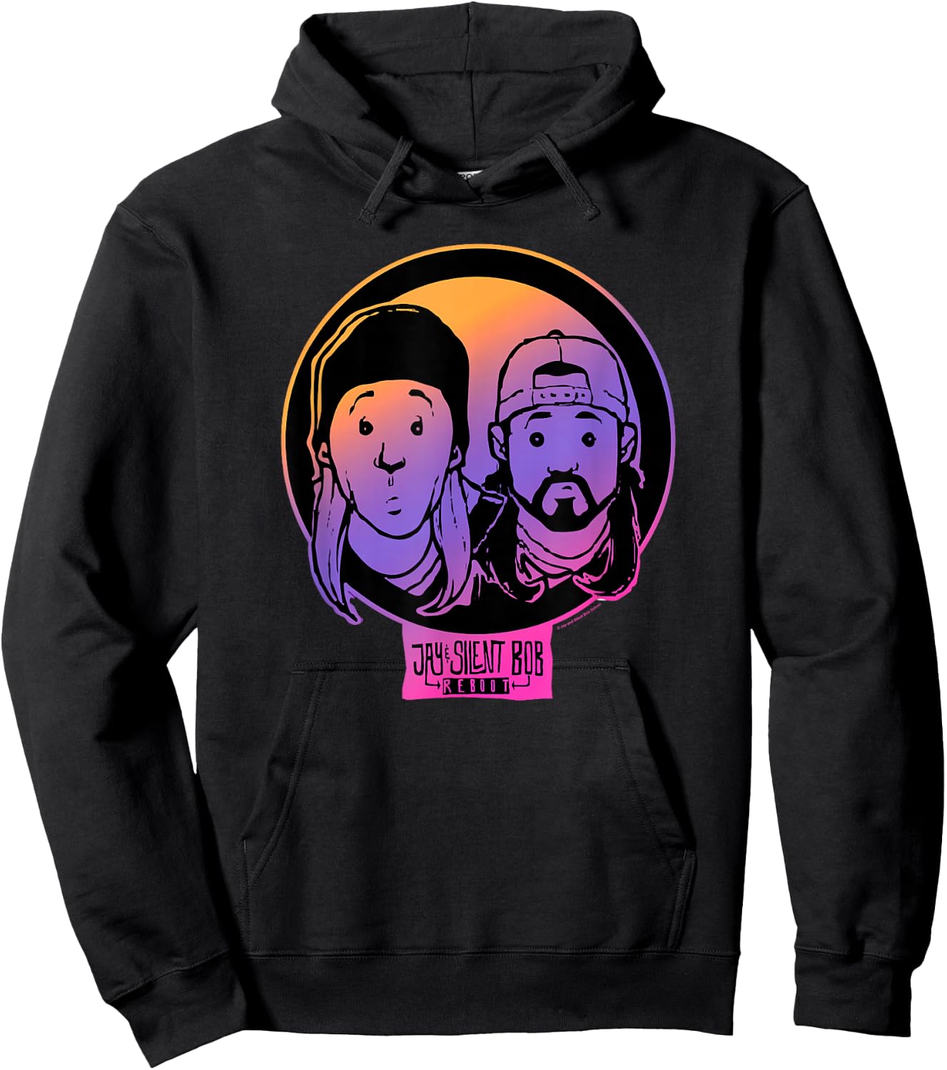 Jay & Silent Bob Colorful Cartoon Gradient Portraits Hoodie - Hoodie | Black