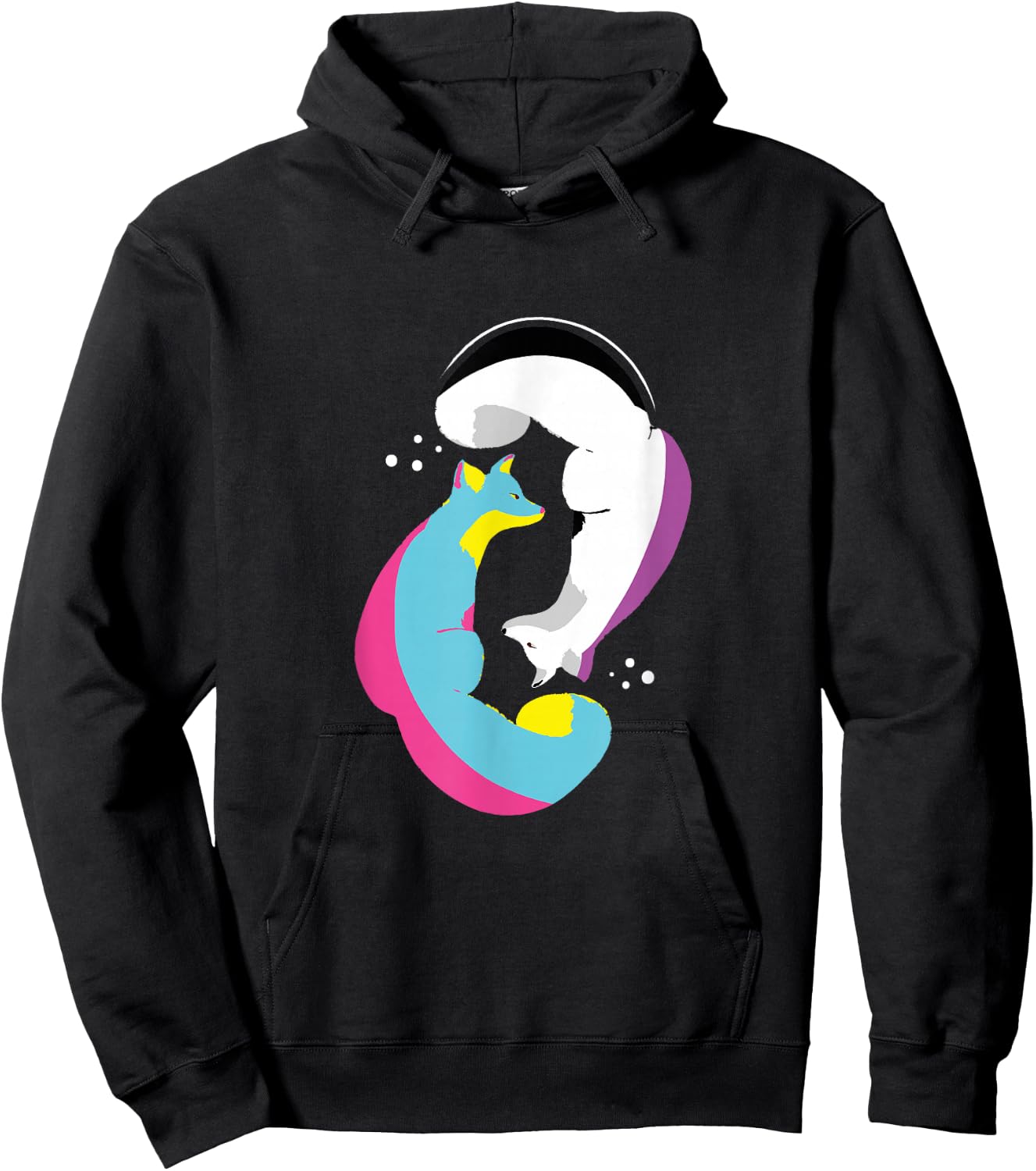 Yin Yang Foxes Panromantic Demisexuality Demipansexual Flag Hoodie - Hoodie | Black