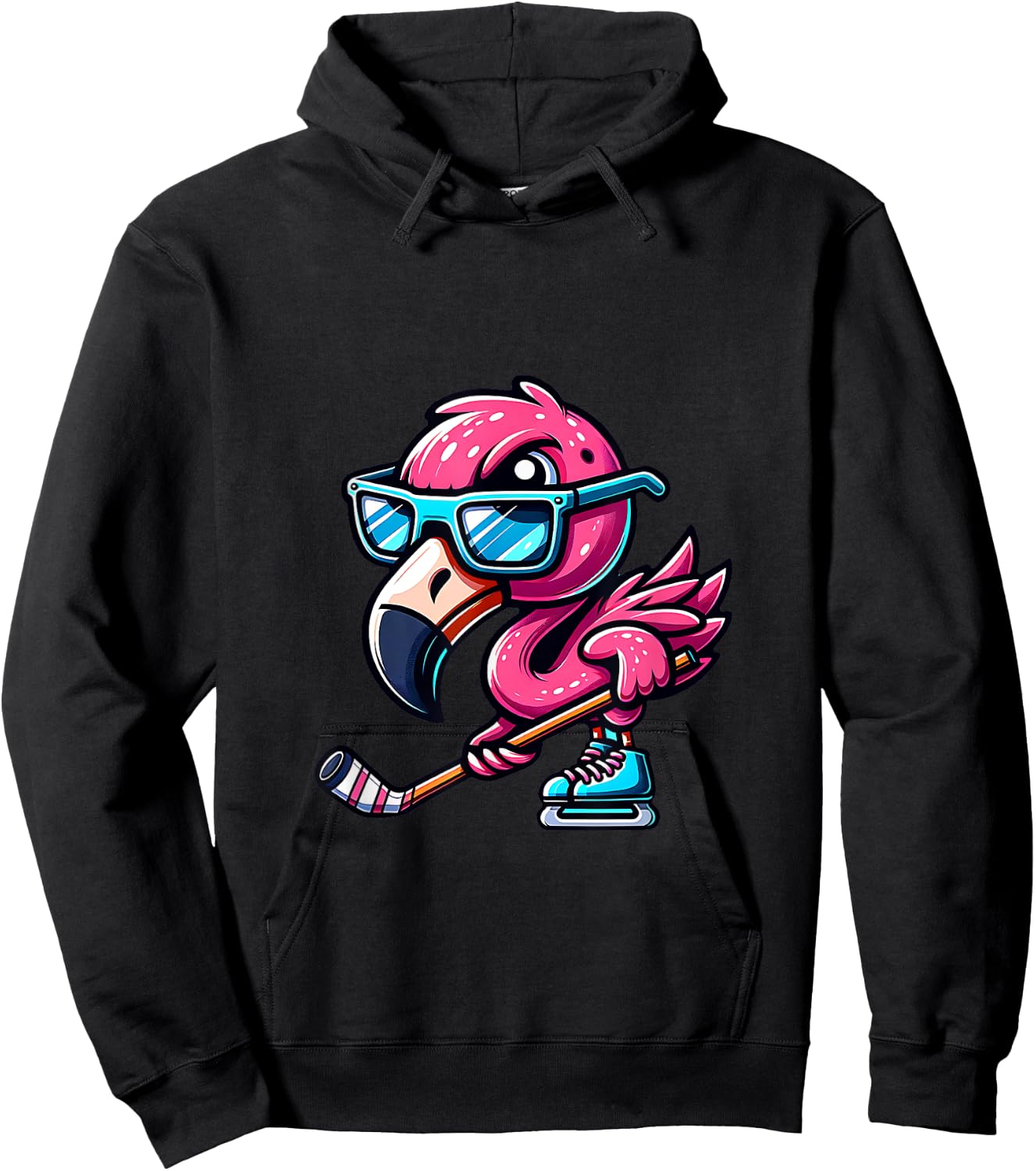 Cool Ice Hockey Flamingo With Attitude Hoodie - Hoodie | Black