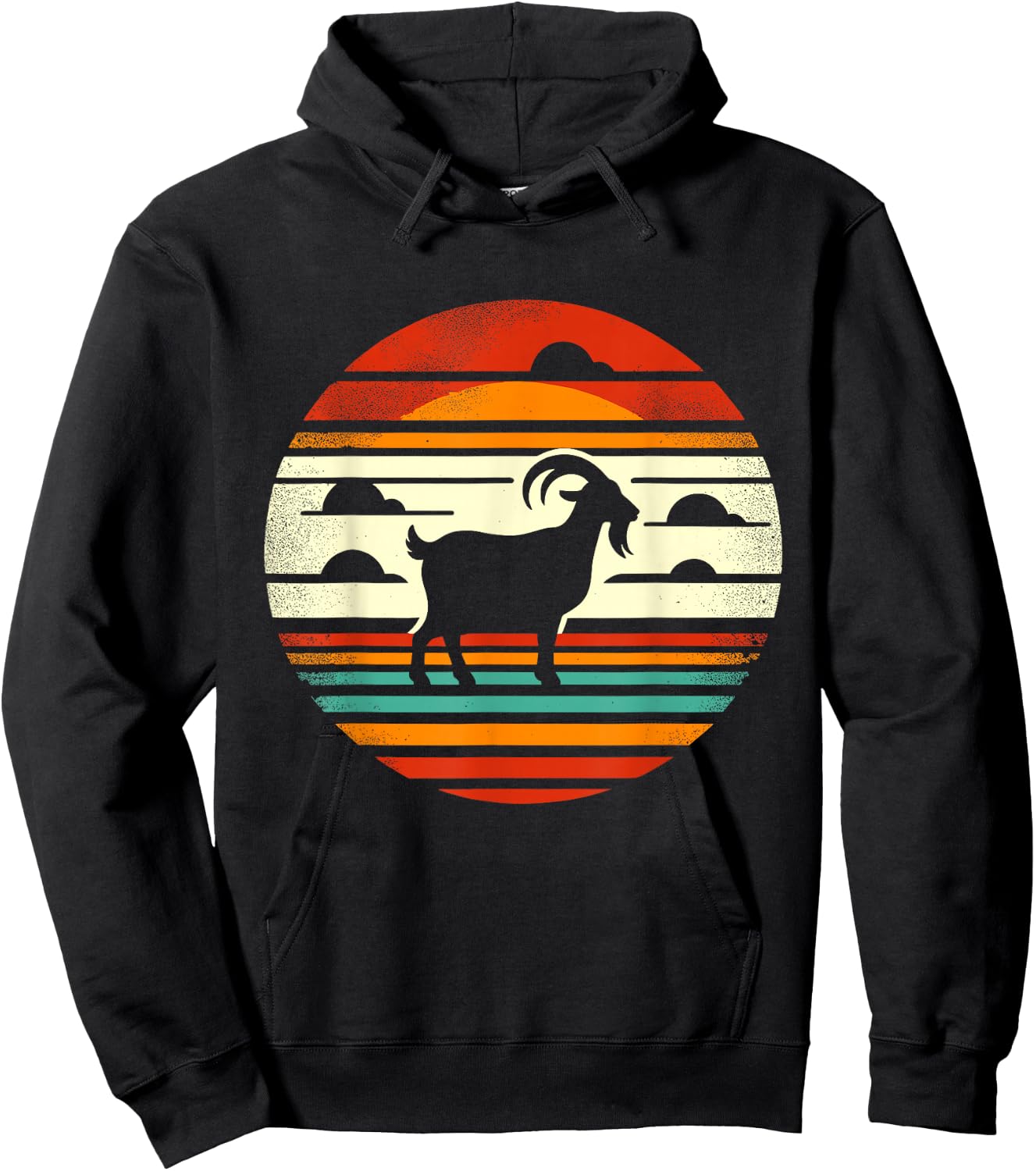 Retro Sunset Goat Hoodie - Hoodie | Black