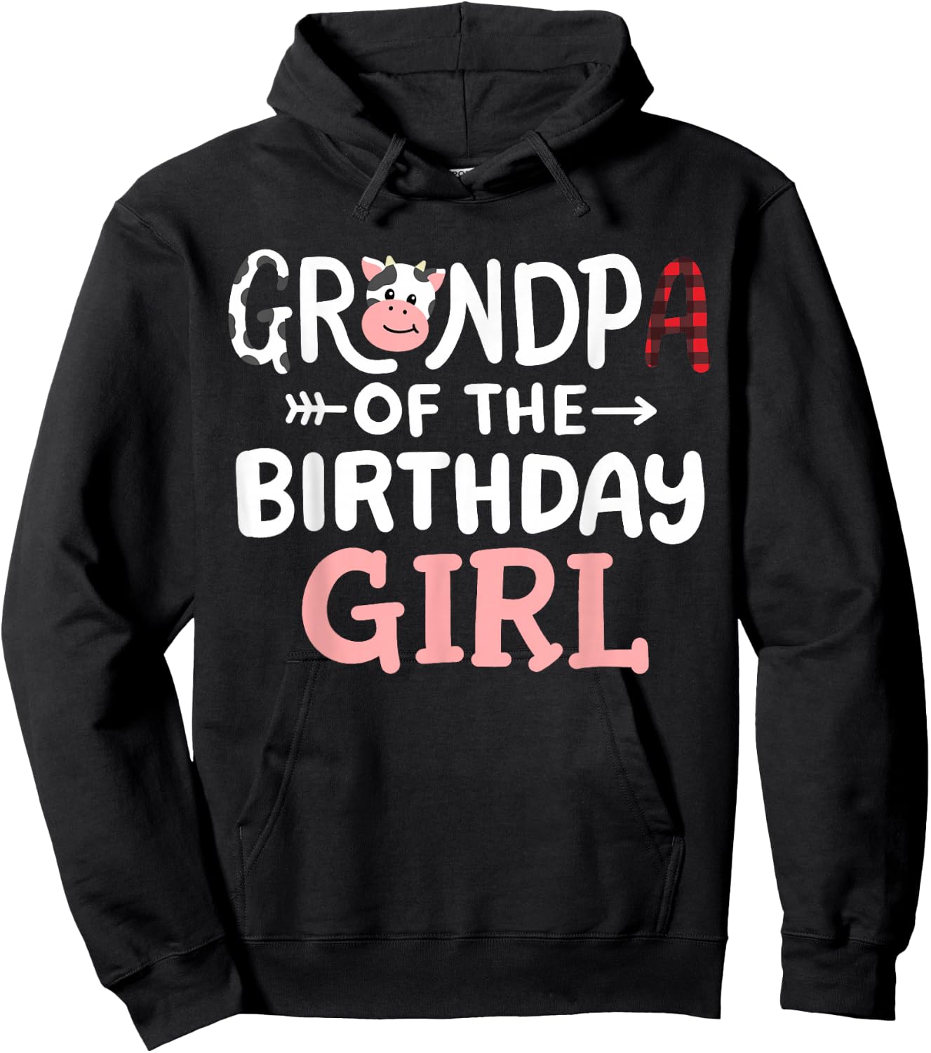 Grandpa of the Birthday Girl Cow Farm Party Matching Family Hoodie - Hoodie | Black