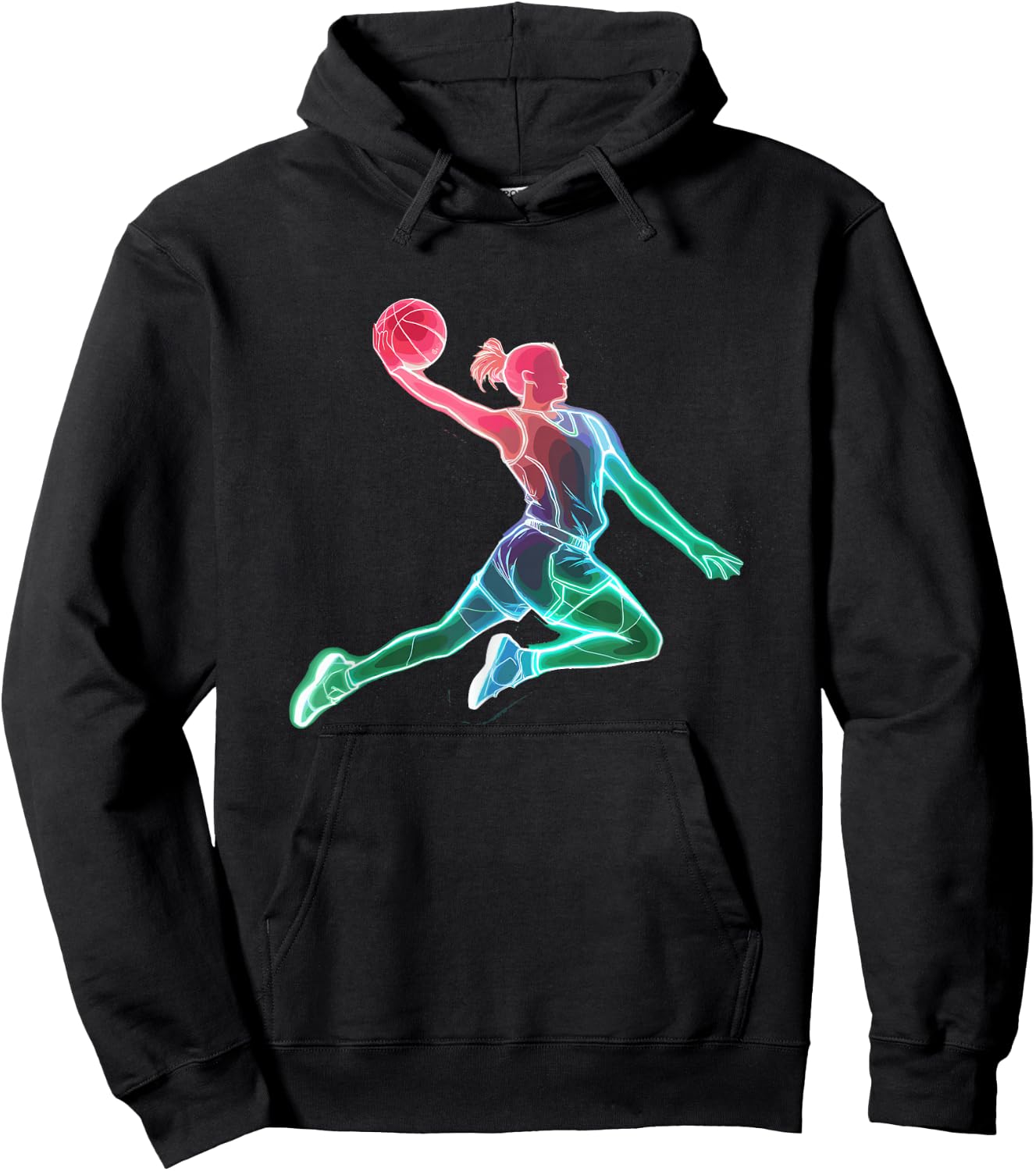 Basketball Dunk Girl Bright Basketball , Black, S Hoodie - Hoodie | Black