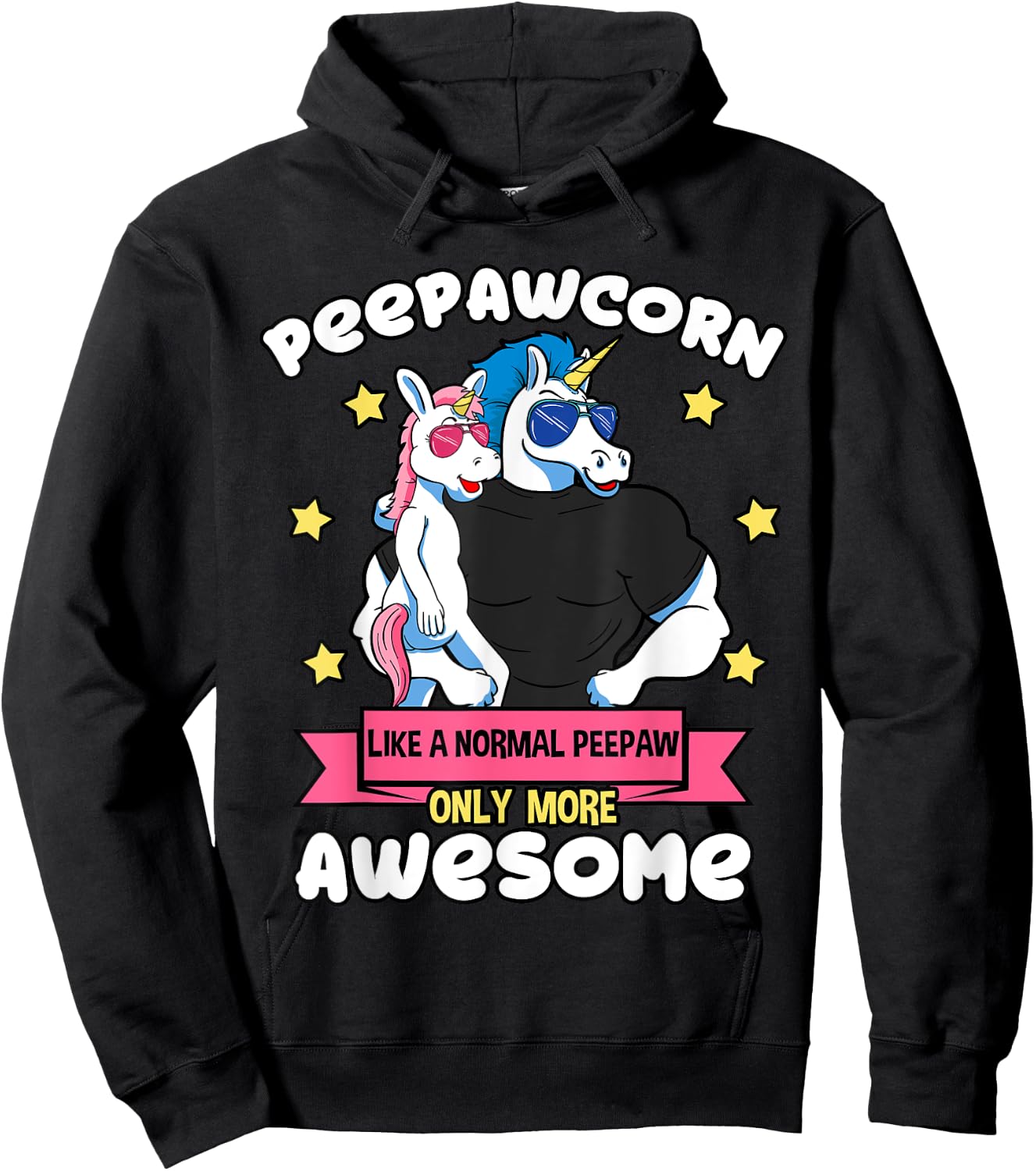 Peepawcorn 1 Kid Father's Day Peepaw Unicorn Granddaughter Hoodie - Hoodie | Black