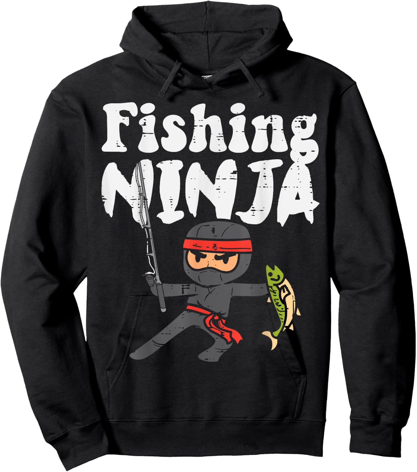 Fishing Ninja Cute Fish Lover Boys Girls Kids Toddler Youth Hoodie - Hoodie | Black
