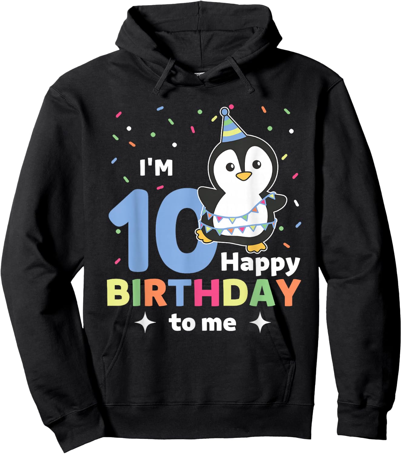 10th Birthday Penguin for Kids Ten Years Old Penguin Hoodie - Hoodie | Black