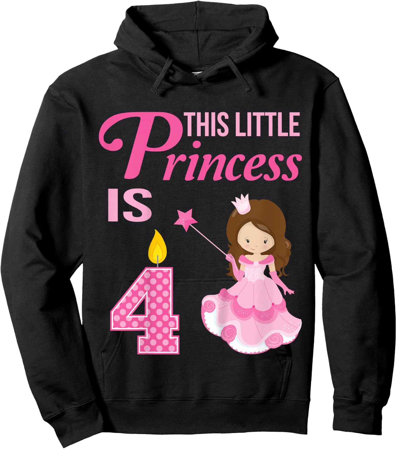 4th Birthday Girls Princess 4 Year Old Fairy Tale Hoodie - Hoodie | Black
